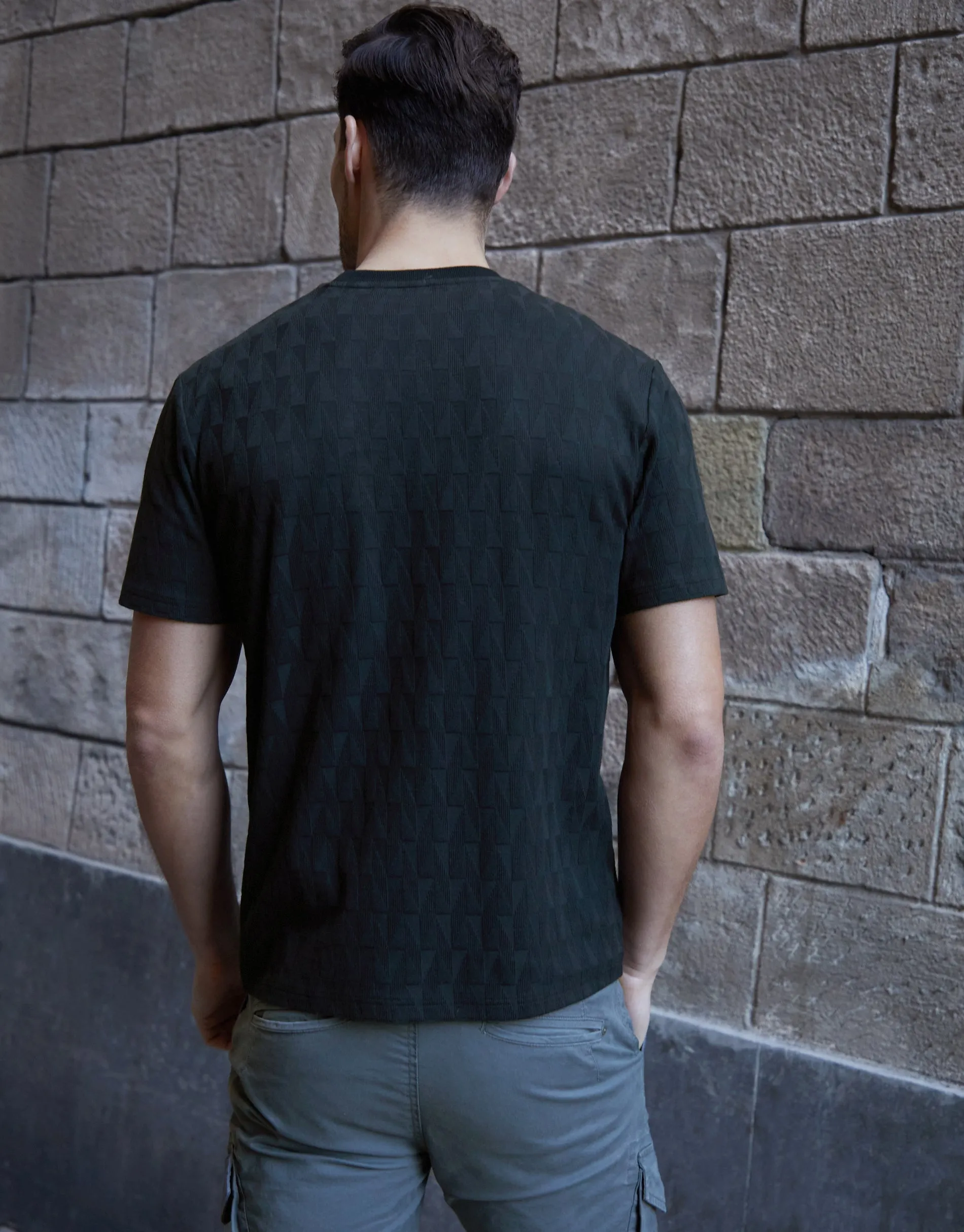 Men's Black Textured Short Sleeve T-Shirt sold by Threadbare product image thumbnail 2
