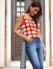 Women's Red Daisy Floral Crochet Knitted Vest sold by Threadbare