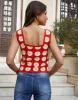Women's Red Daisy Floral Crochet Knitted Vest sold by Threadbare