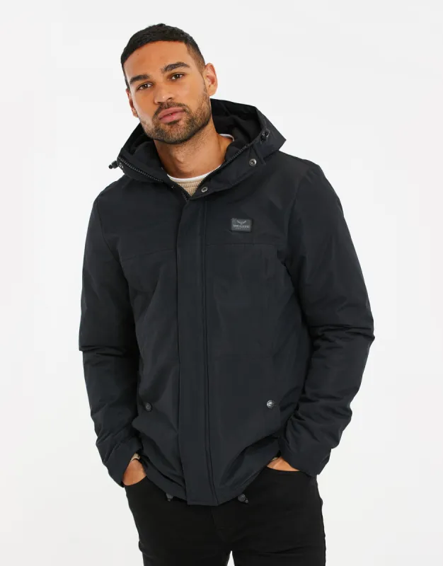 Men's Black Lightweight Hooded Jacket made by Threadbare
