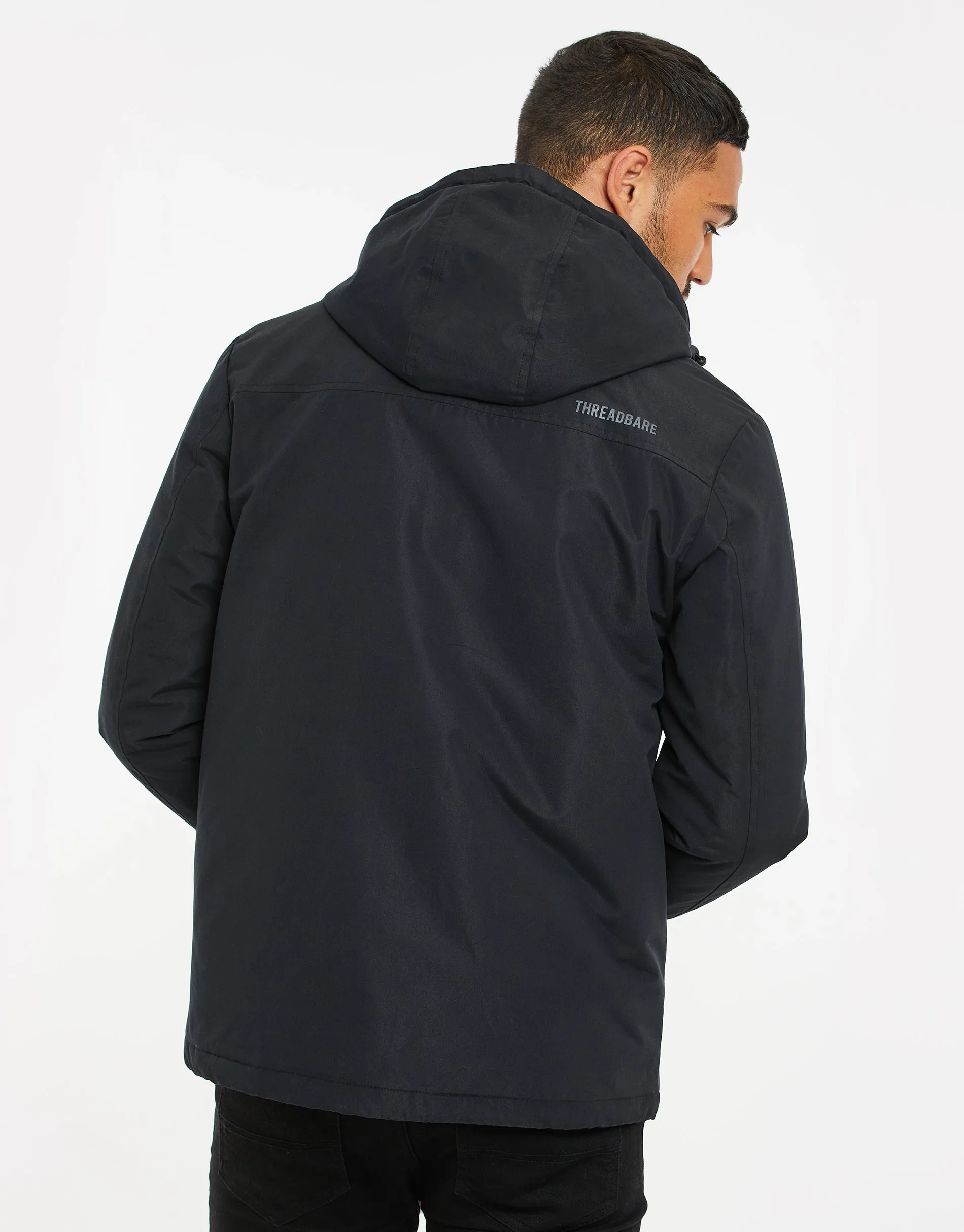 Men's Black Lightweight Hooded Jacket sold by Threadbare product image thumbnail 2