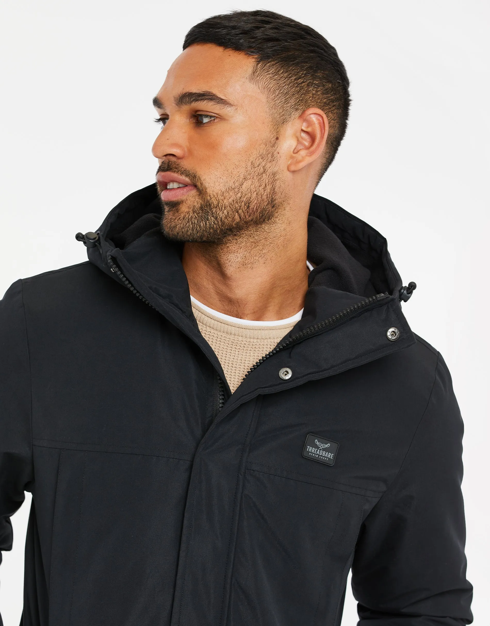 Men's Black Lightweight Hooded Jacket sold by Threadbare product image thumbnail 4