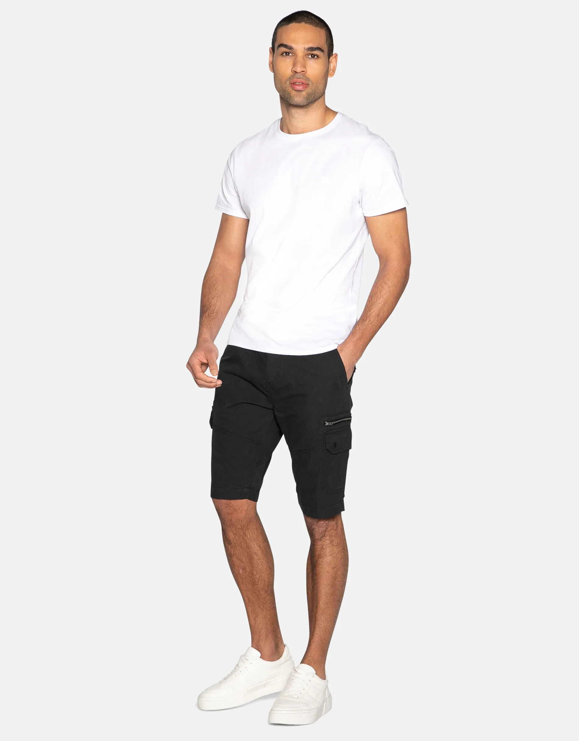 Men's Black Belted Cargo Shorts sold by Threadbare product image thumbnail 3