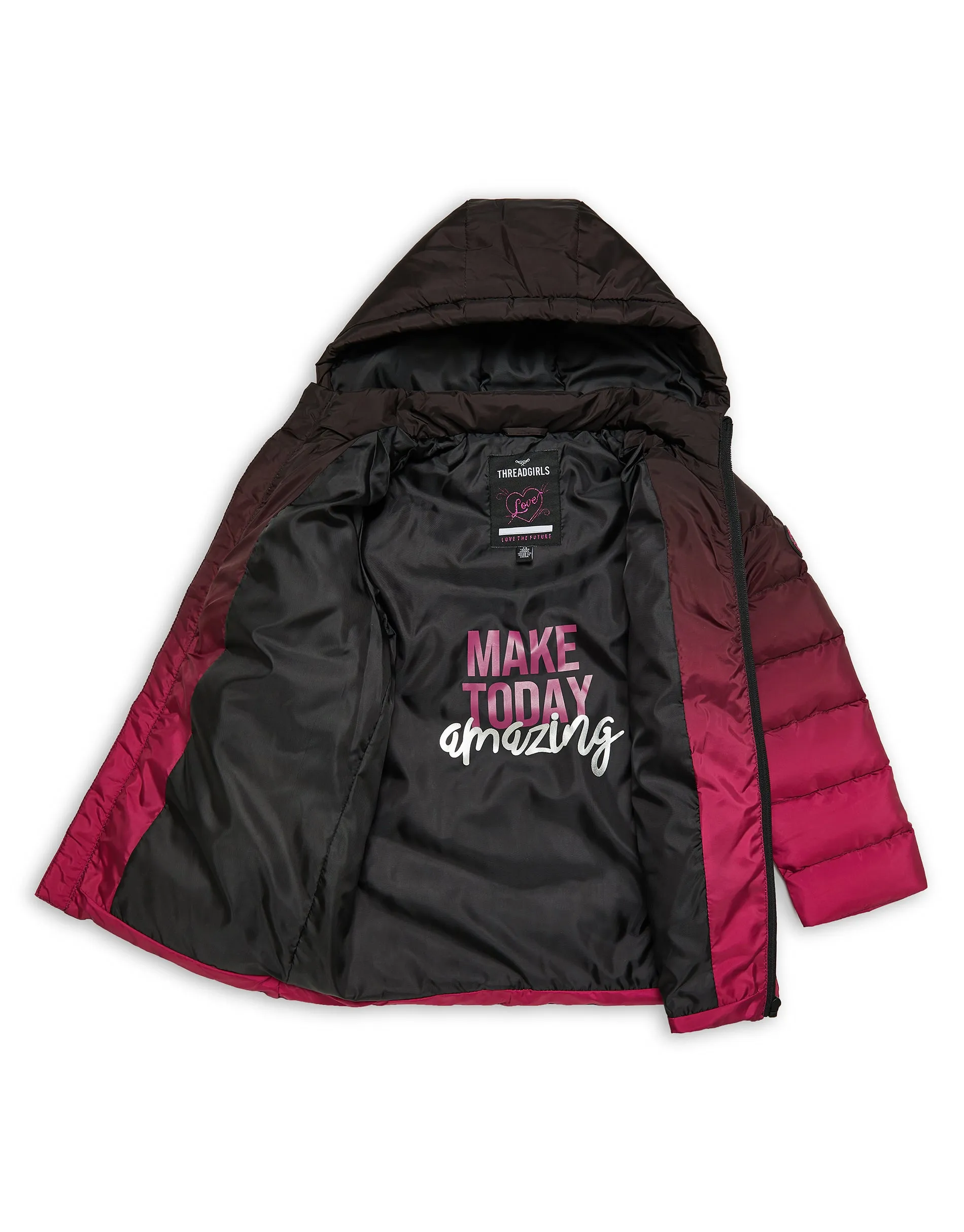 Girls' Purple Ombré Hooded Jacket sold by Threadbare product image thumbnail 4