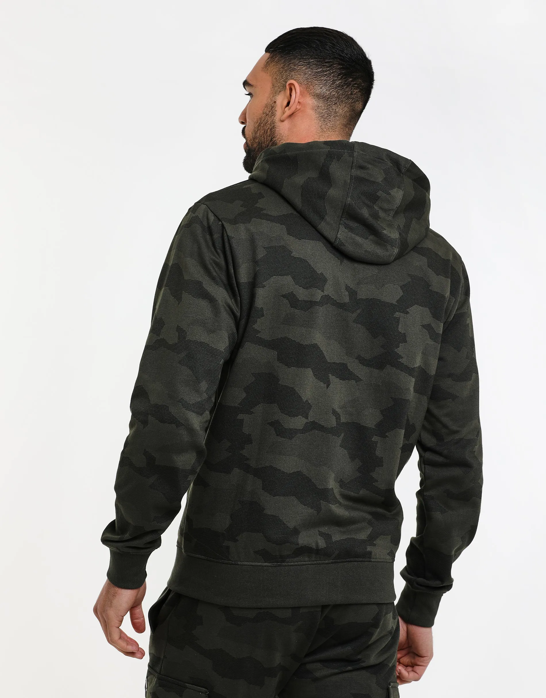Men's Khaki Camo Zip-Through Hoodie sold by Threadbare product image thumbnail 2