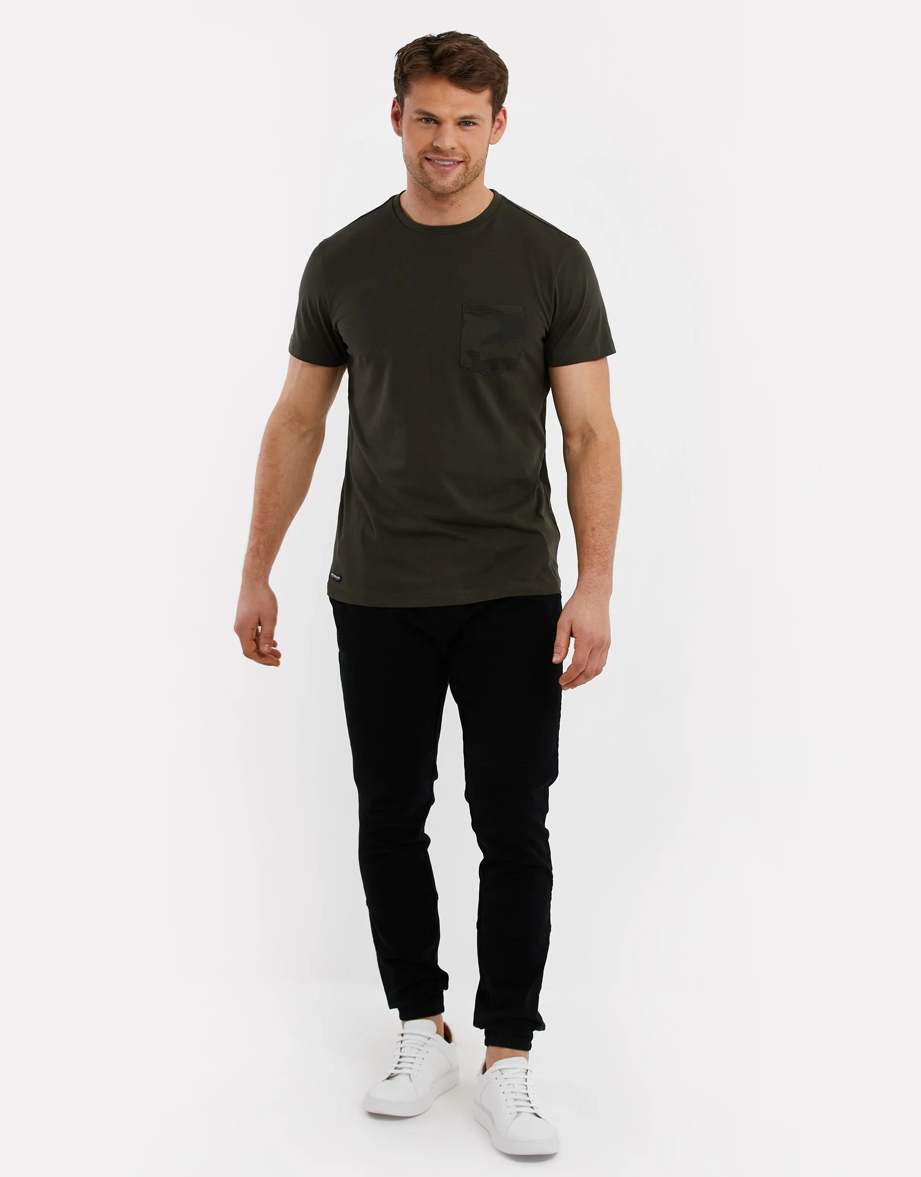 Men's Dark Khaki Crew Neck T-Shirt sold by Threadbare product image thumbnail 3