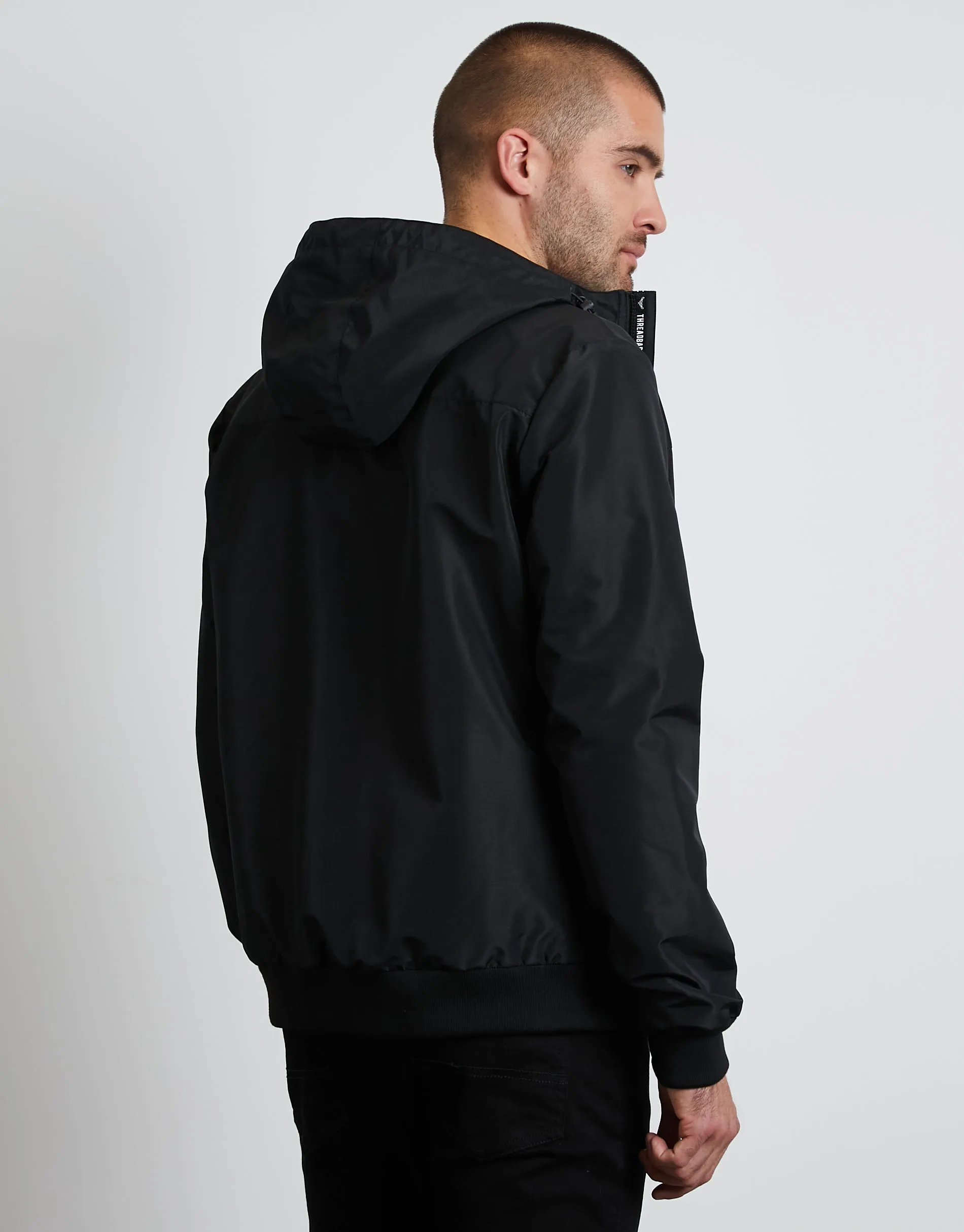 Men's Black Hooded Jacket sold by Threadbare product image thumbnail 2