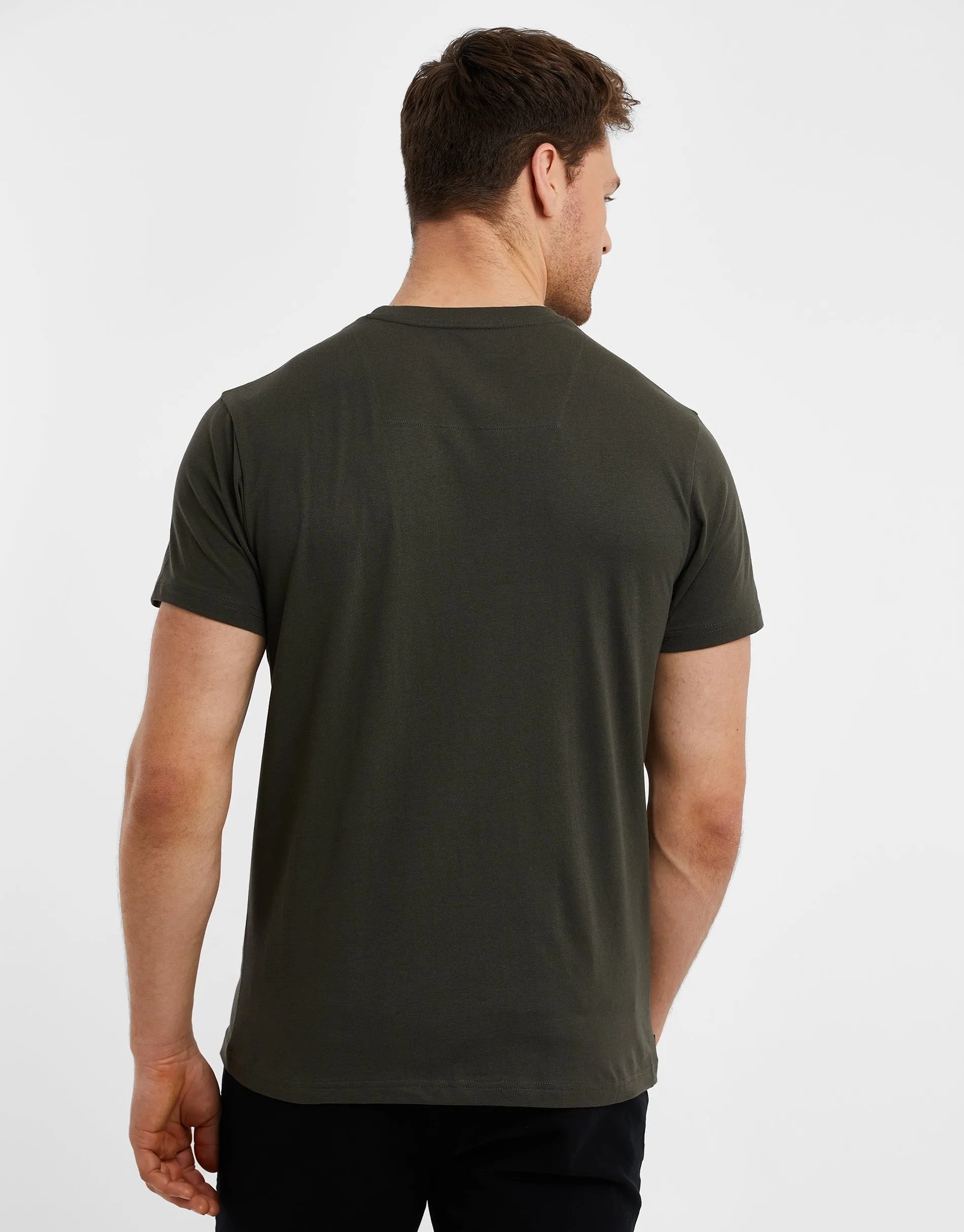 Men's Dark Khaki Crew Neck T-Shirt sold by Threadbare product image thumbnail 2