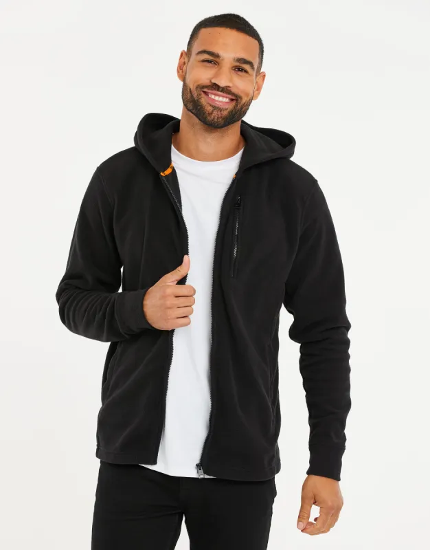 Men's Black Fitness Fleece Zip-Through Hoodie sold by Threadbare