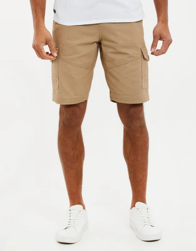 Men's Stone Cargo Shorts sold by Threadbare