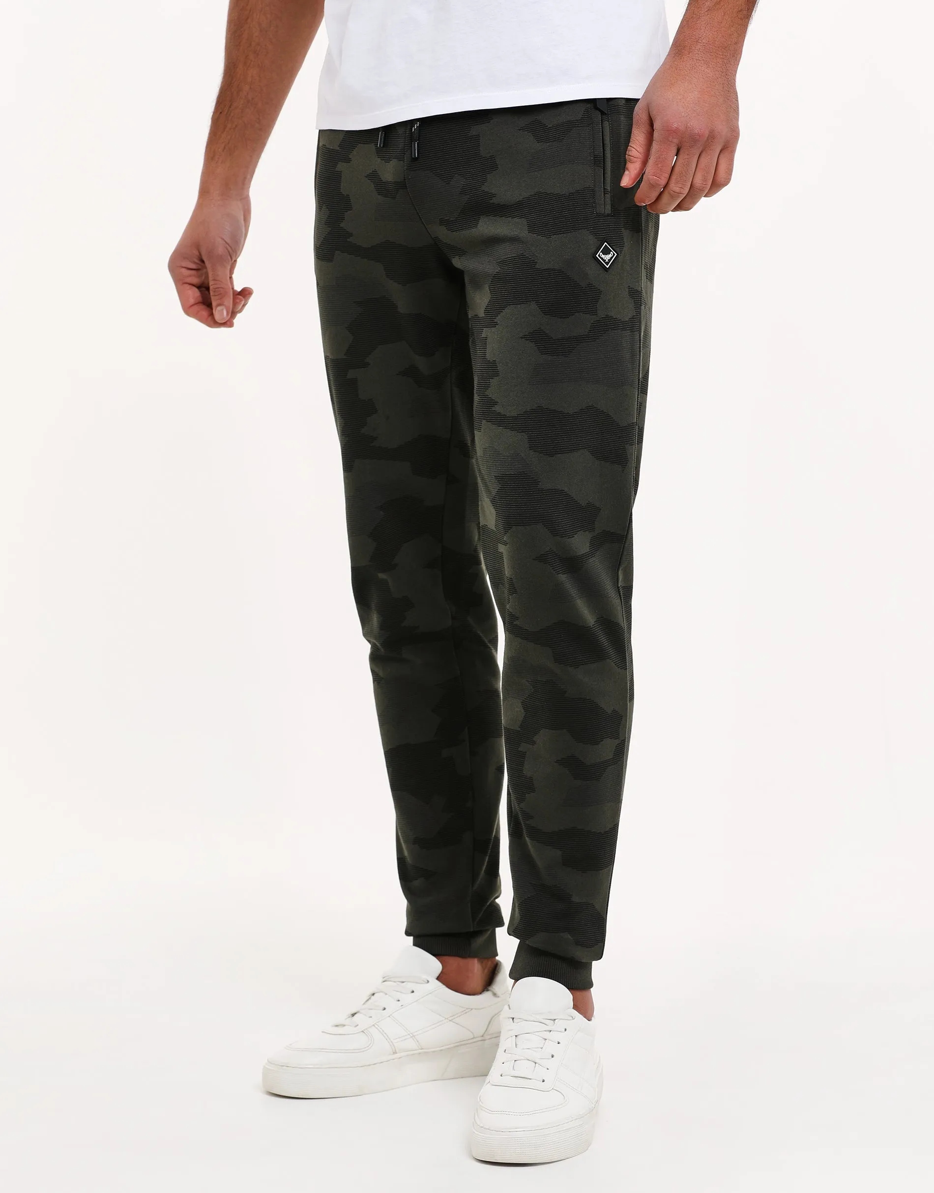 Men's Khaki Camo Joggers sold by Threadbare
