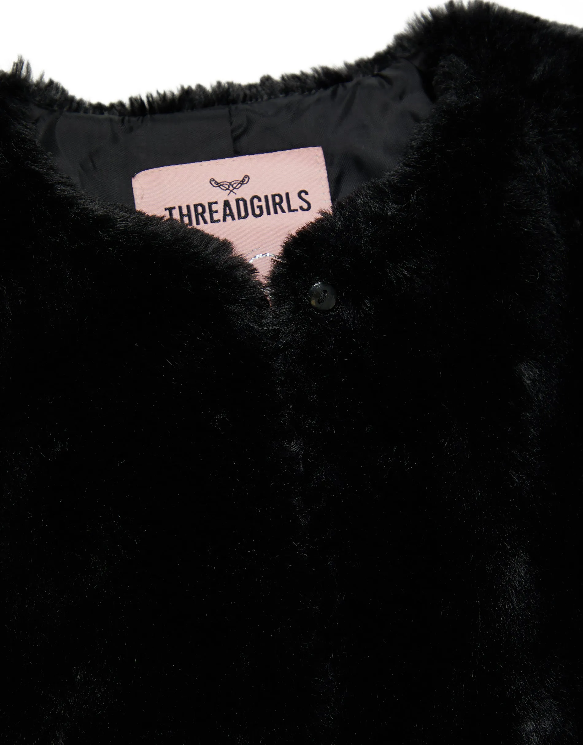 Girls' Black Short Faux Fur Gilet sold by Threadbare product image thumbnail 4