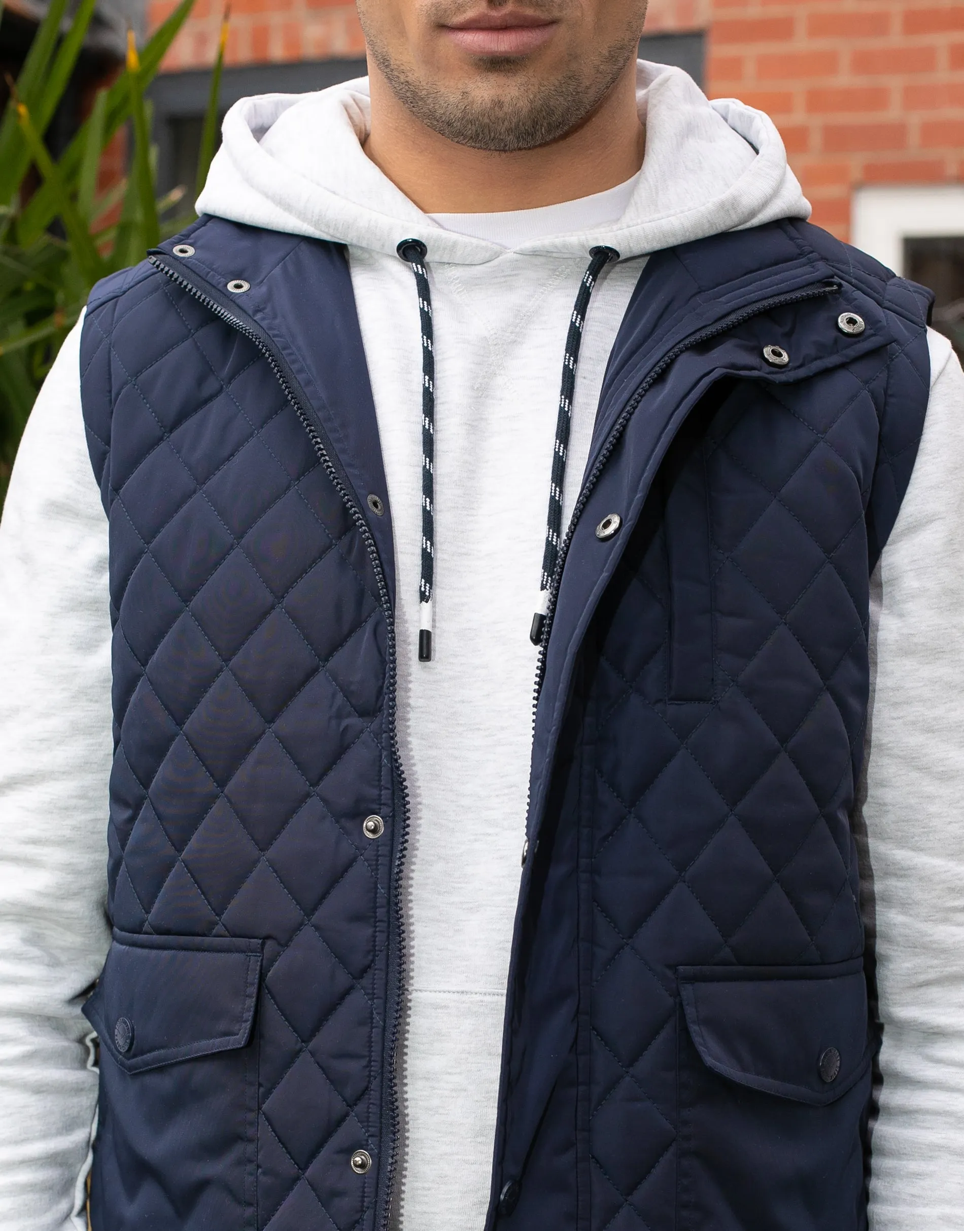 Men's Navy Quilted Gilet sold by Threadbare product image thumbnail 4