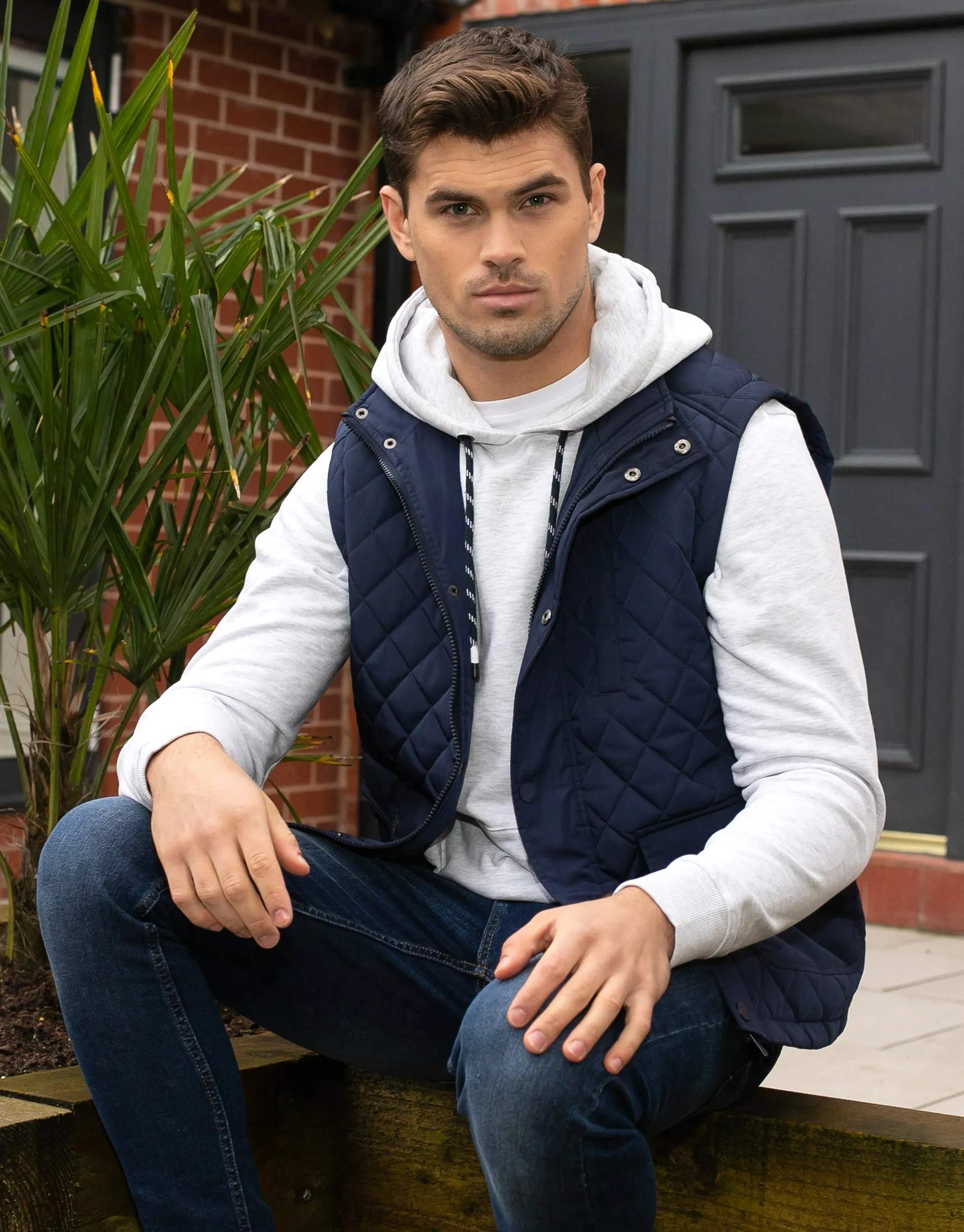 Men's Navy Quilted Gilet sold by Threadbare