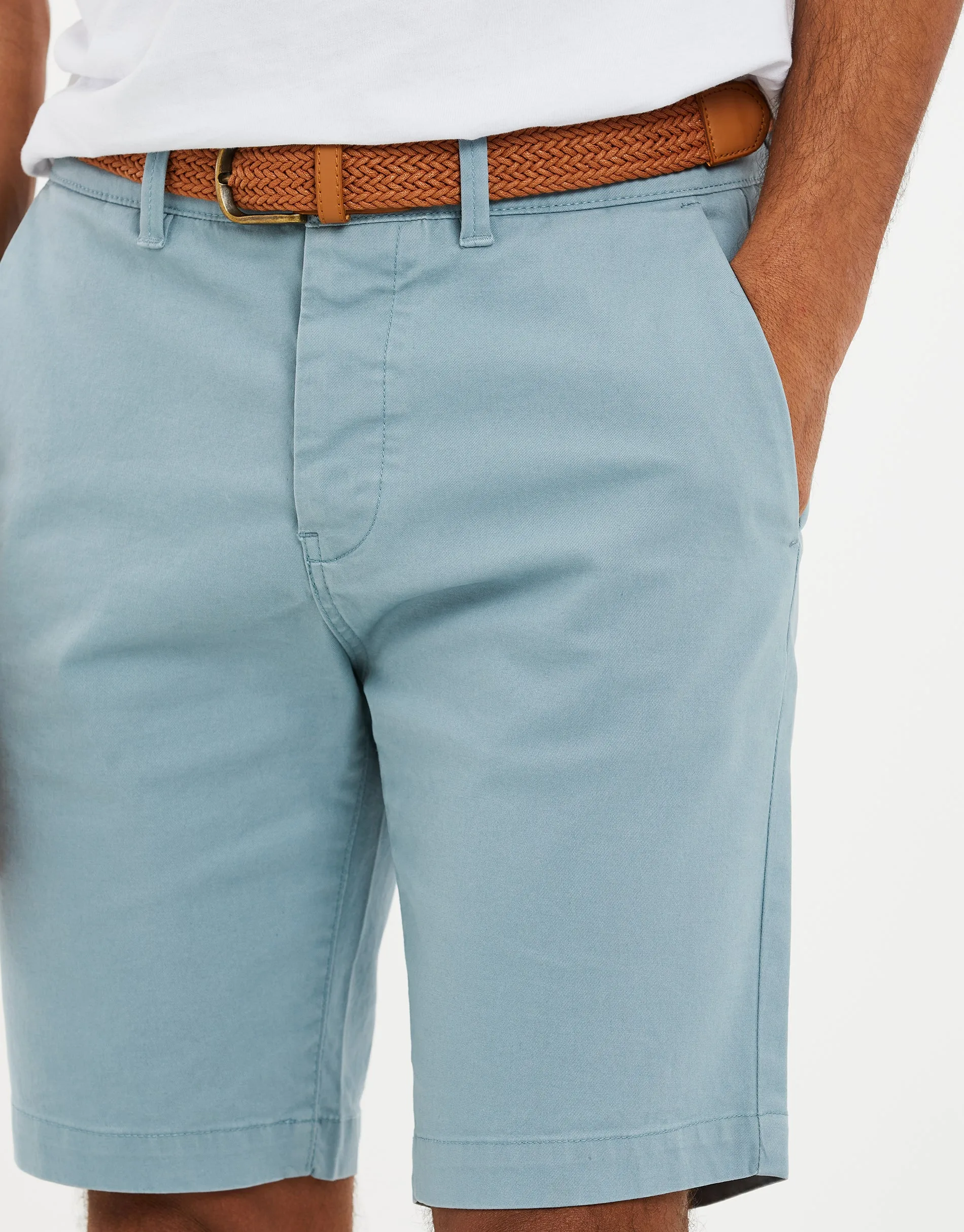 Men's Duck Egg Blue Belted Chino Shorts sold by Threadbare product image thumbnail 4