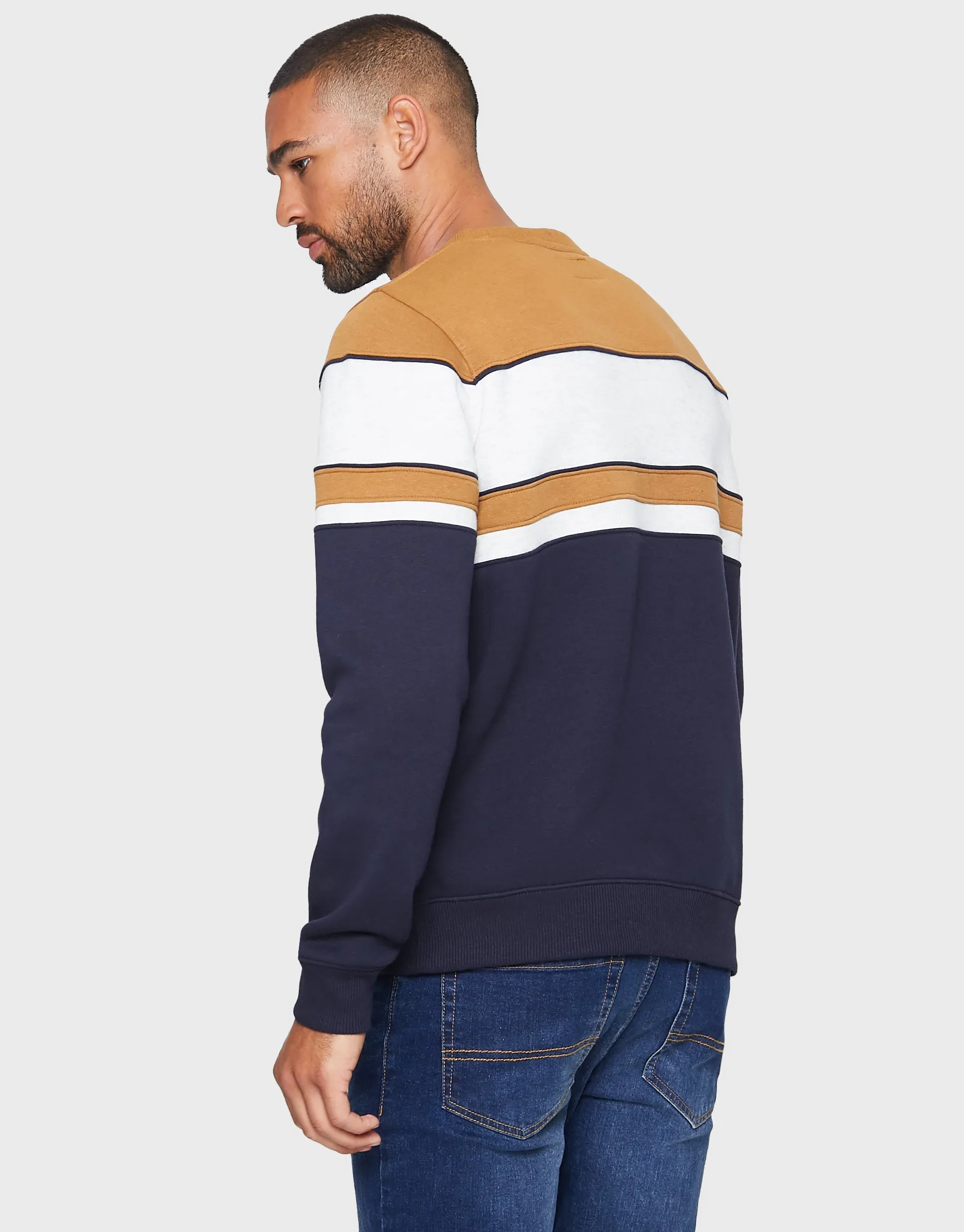 Men's Camel & Navy Colourblock Sweatshirt sold by Threadbare product image thumbnail 2