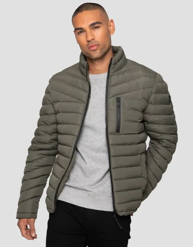Men's Khaki Lightweight Puffer Jacket sold by Threadbare