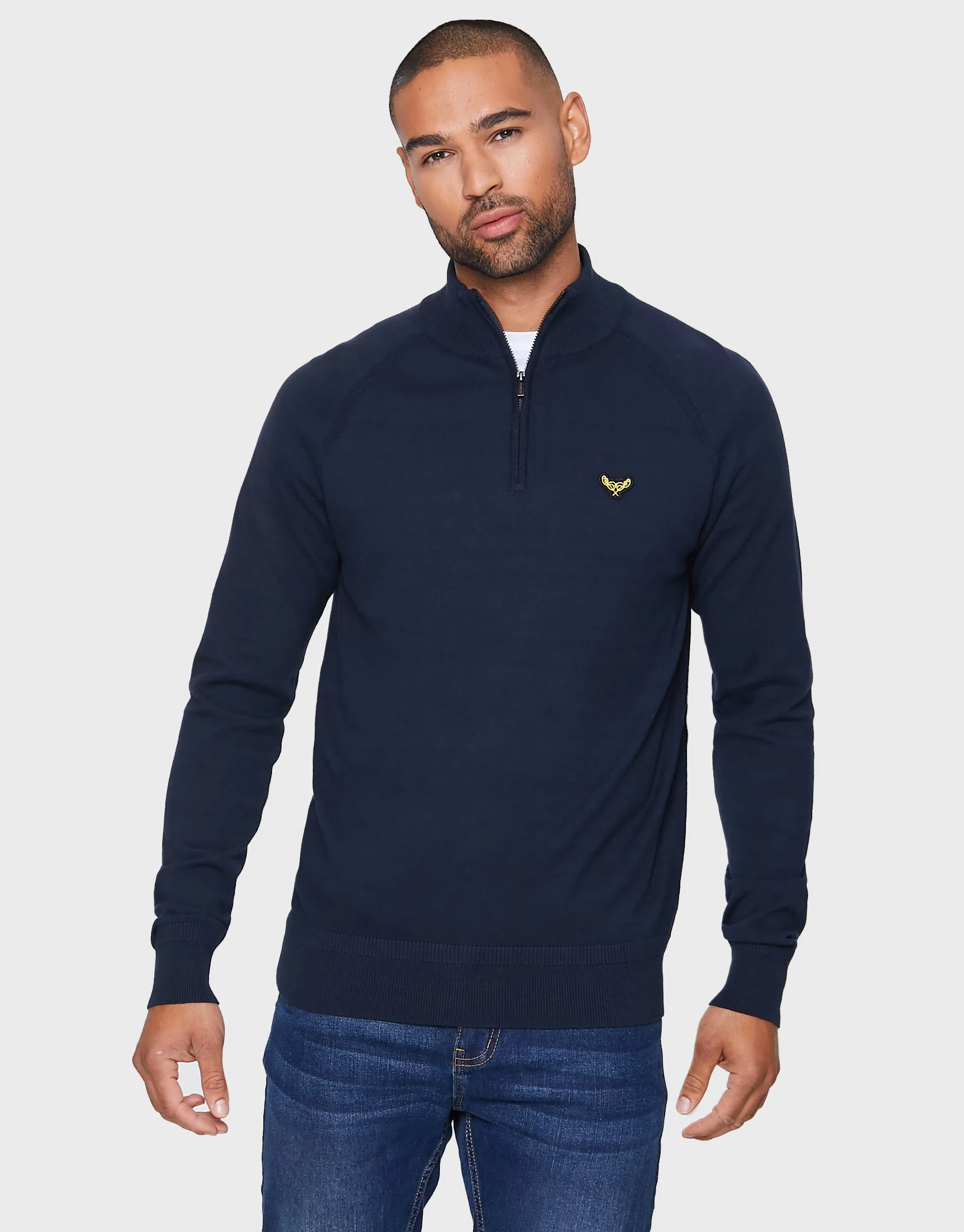 Men's Navy Quarter Zip Jumper sold by Threadbare