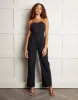 Women's Black Strapless Bardot Jumpsuit sold by Threadbare