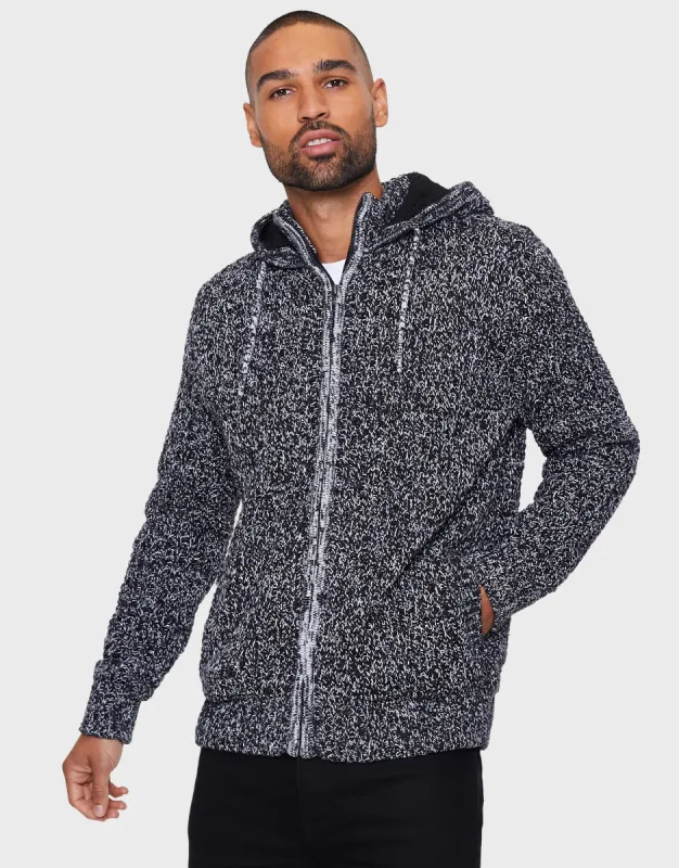 Men's Black Ecru Twist Zip-Through Hoodie sold by Threadbare