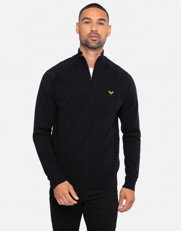 Men's Black Zip Neck Jumper sold by Threadbare