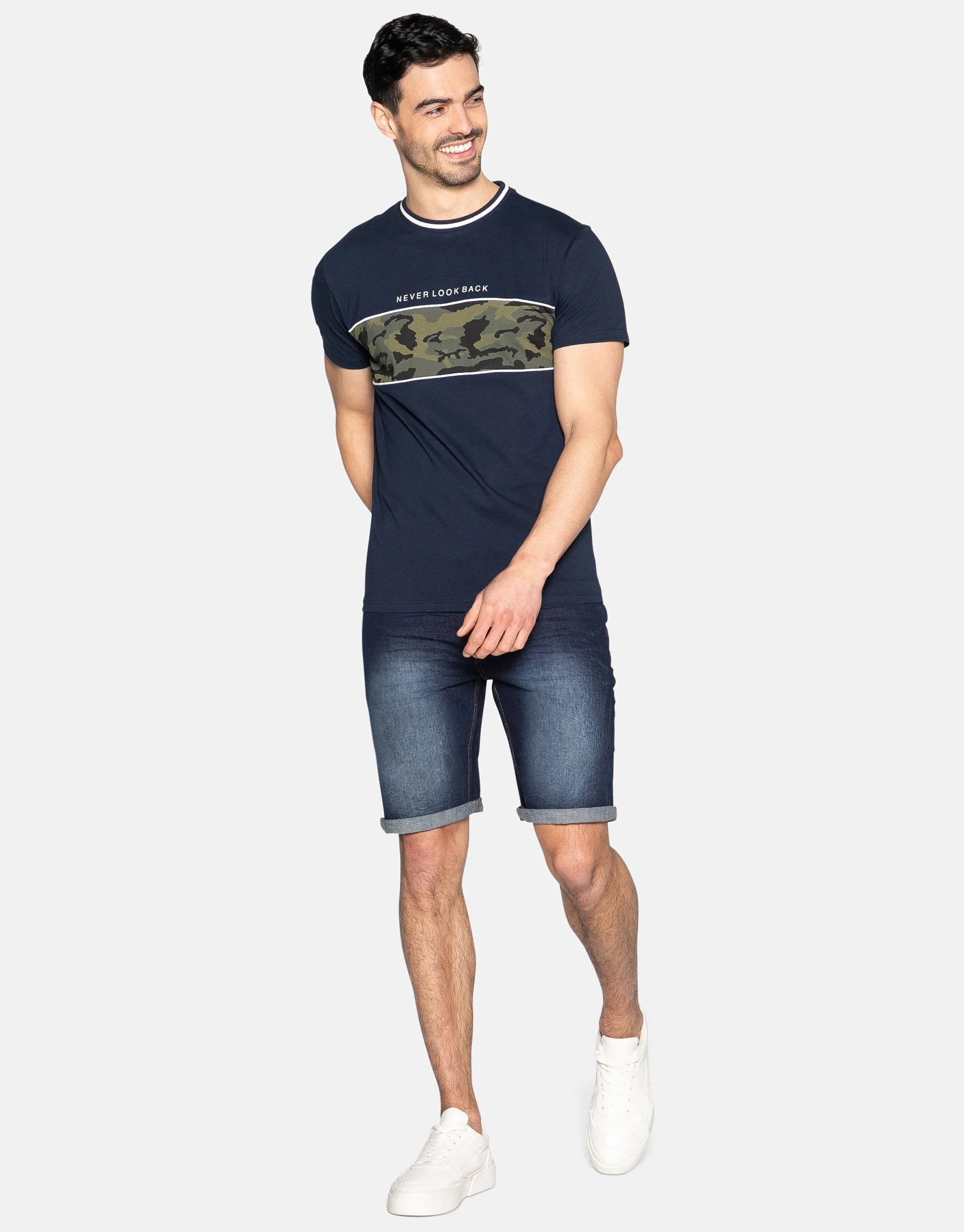 Men's Navy Camo Stripe T-Shirt sold by Threadbare product image thumbnail 3