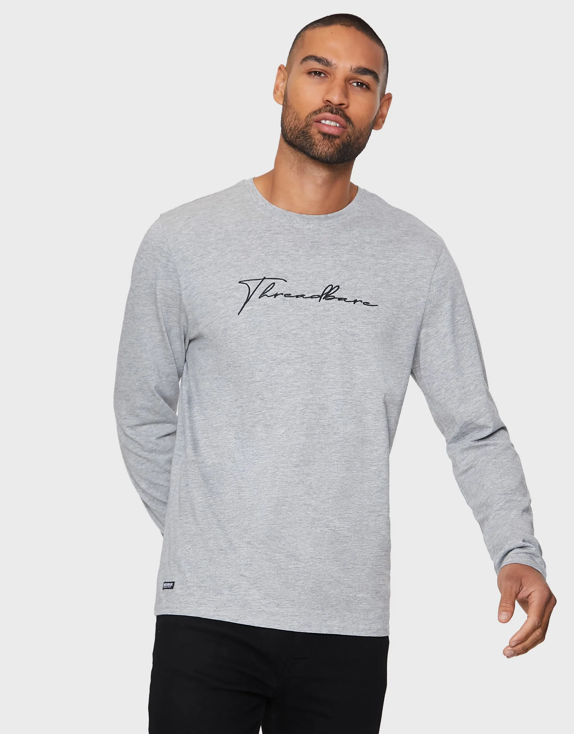 Men's Large Script Long Sleeve Crew Neck T-Shirts (3 Pack) sold by Threadbare product image thumbnail 3