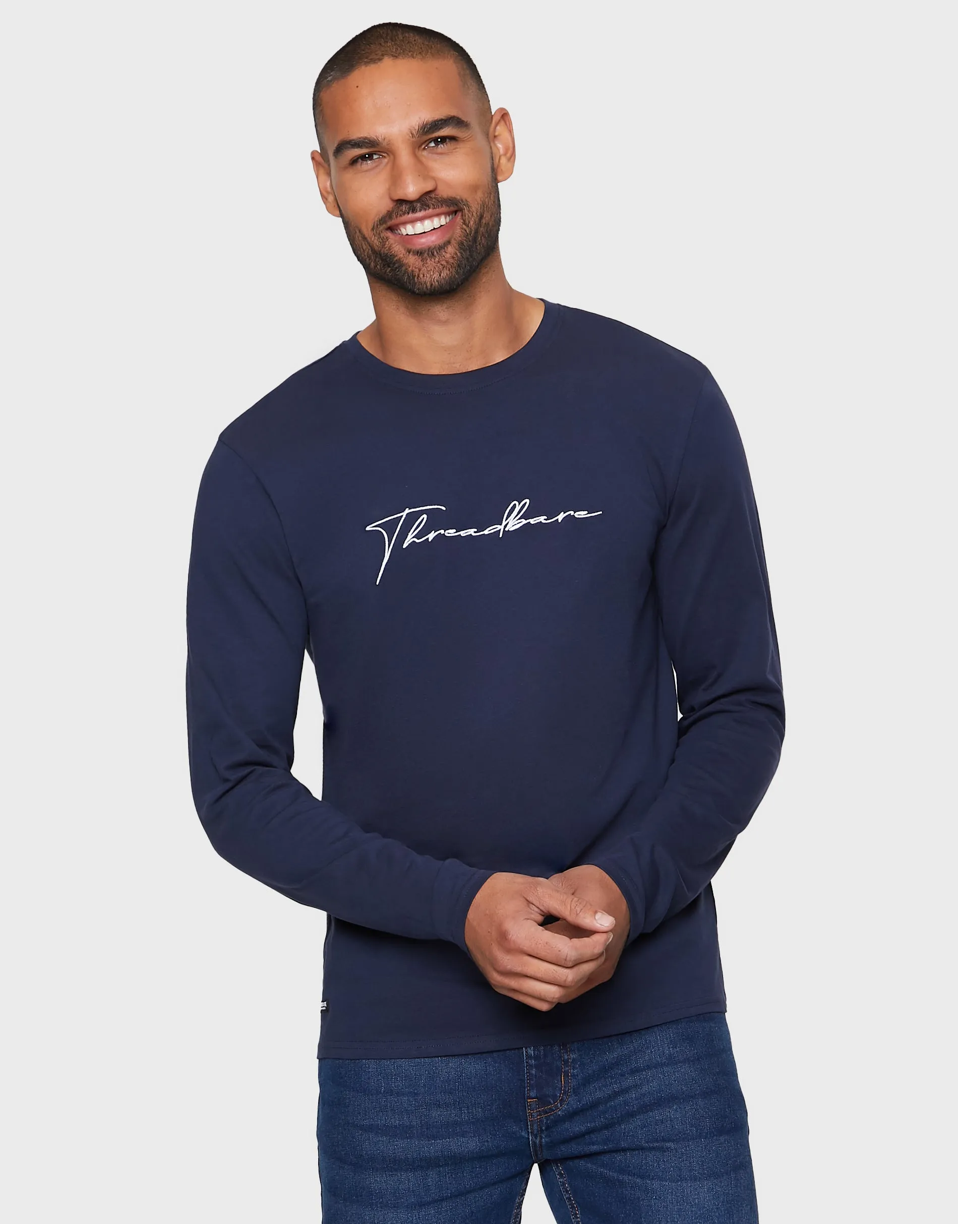 Men's Large Script Long Sleeve Crew Neck T-Shirts (3 Pack) sold by Threadbare product image thumbnail 2