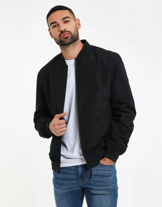 Men's Black Lightweight Bomber Jacket sold by Threadbare