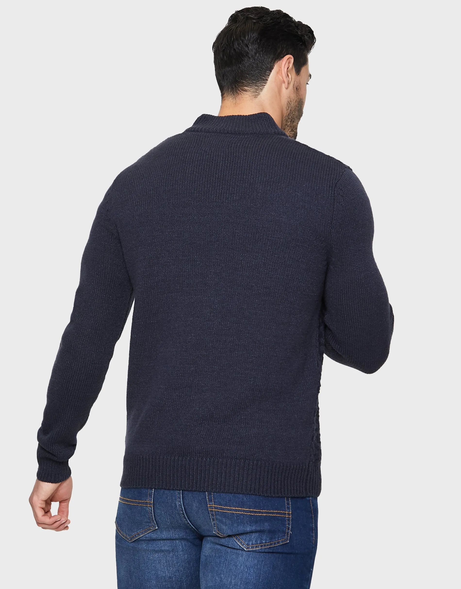 Men's Navy Open Button Turtleneck Jumper sold by Threadbare product image thumbnail 2
