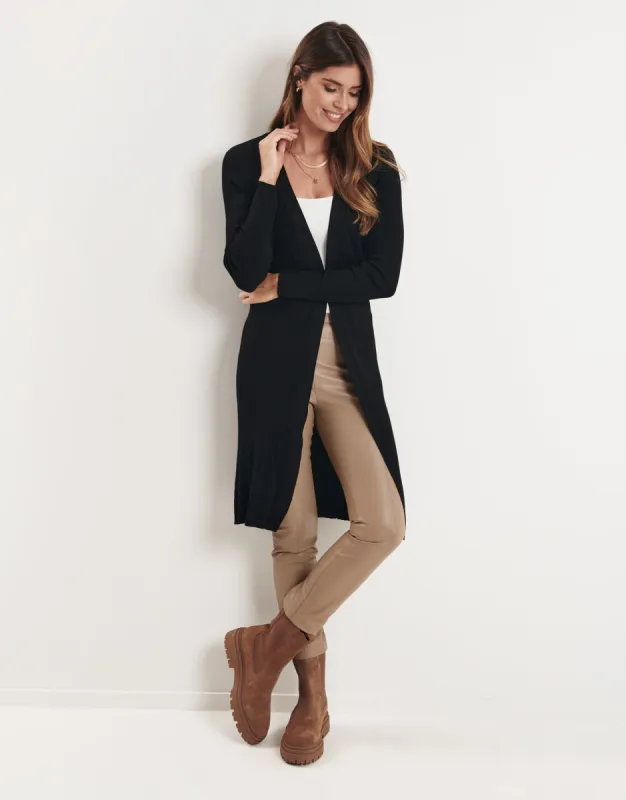 Women's Black Longline Cardigan sold by Threadbare