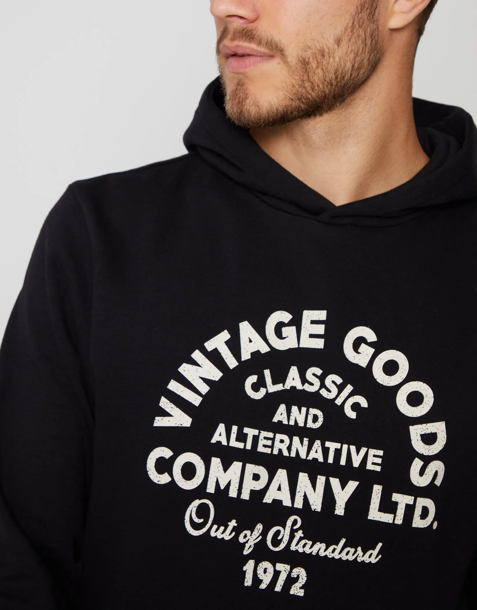 Men's Black Vintage Graphic Hoodie sold by Threadbare product image thumbnail 4