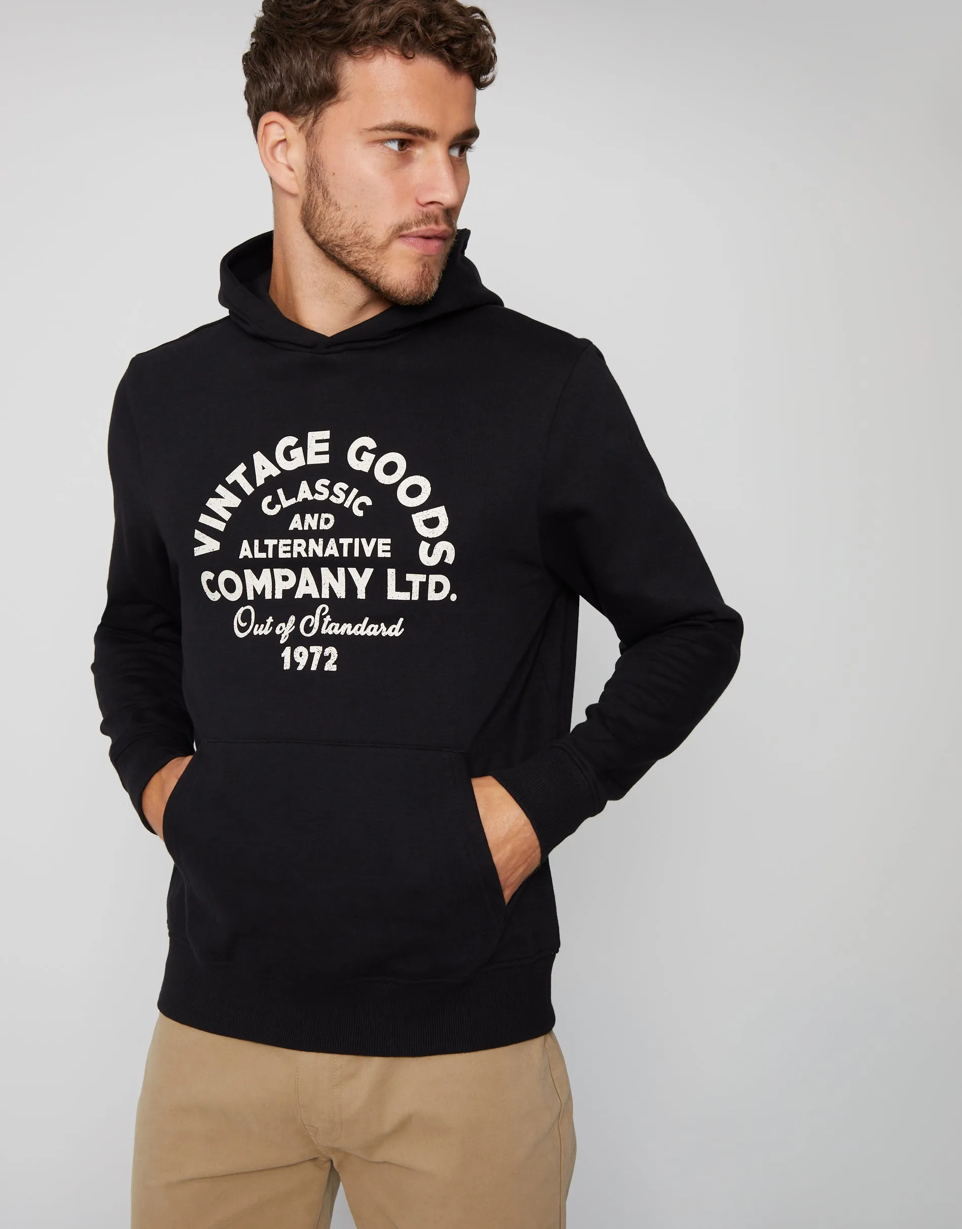 Men's Black Vintage Graphic Hoodie sold by Threadbare