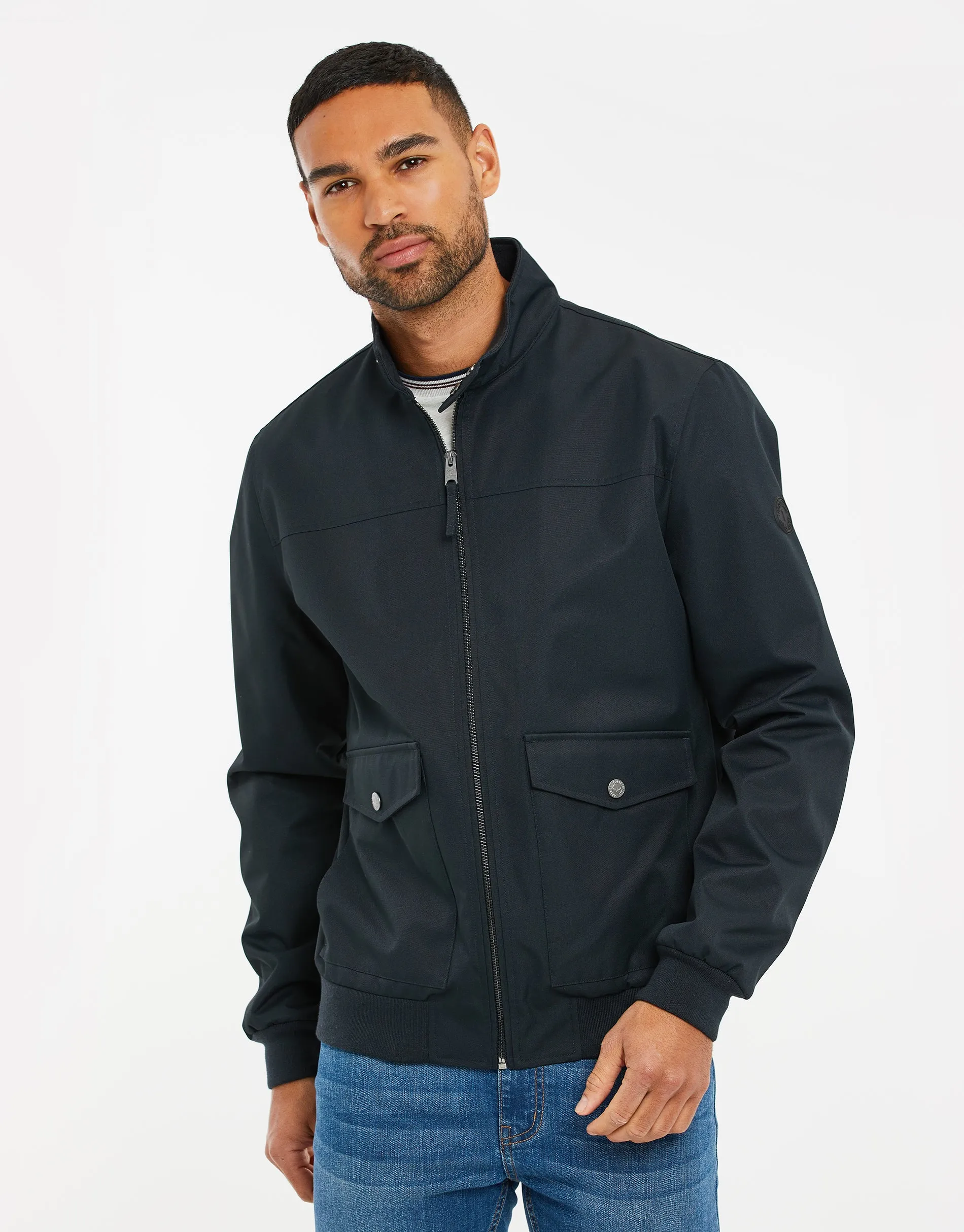Men's Navy Harrington Jacket sold by Threadbare