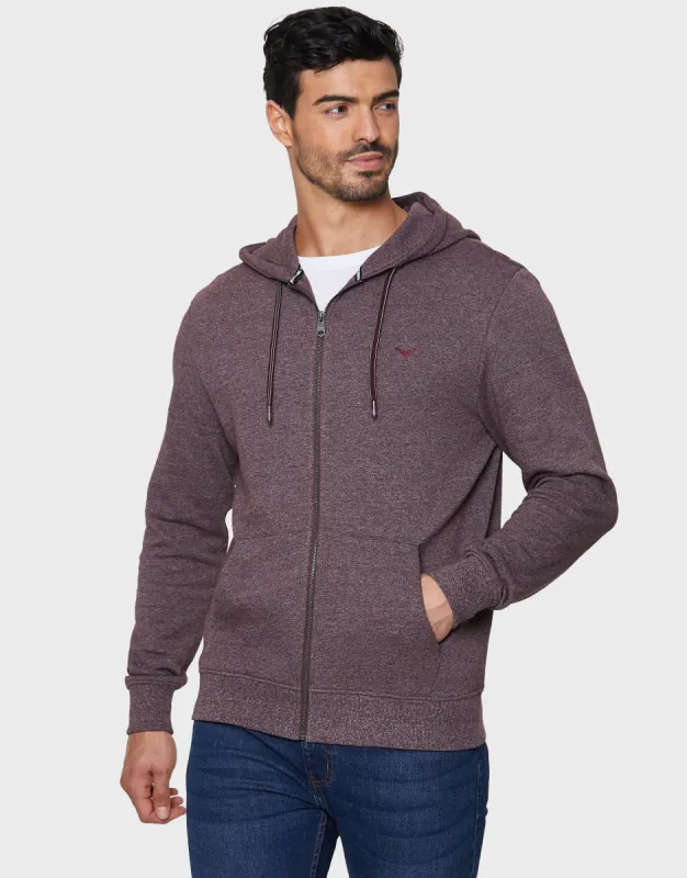 Men's Burgundy Grindle Zip-Through Hoodie sold by Threadbare