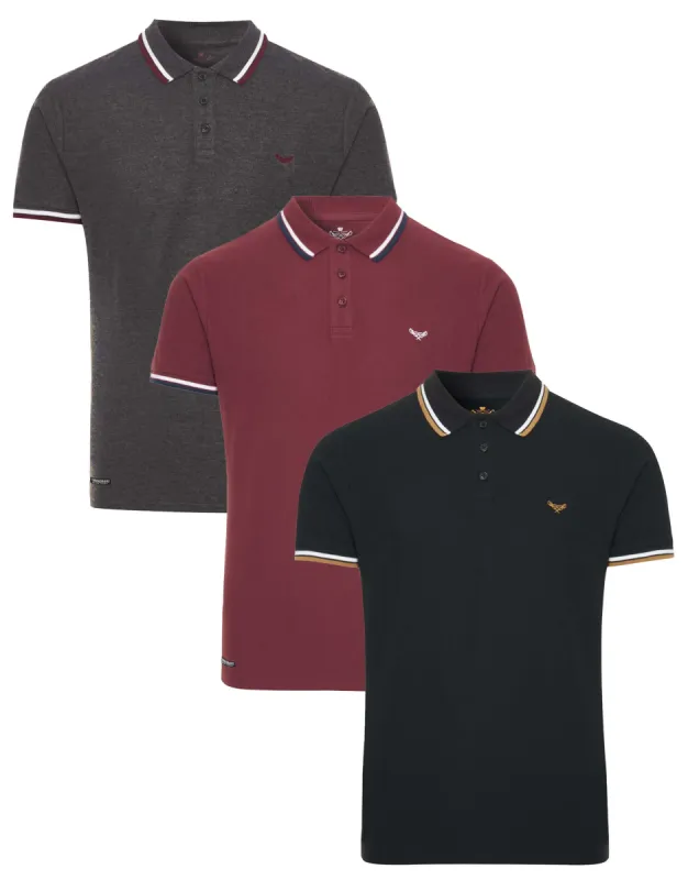 Men's Multi Short Sleeve Polo Shirts (3 Pack) sold by Threadbare