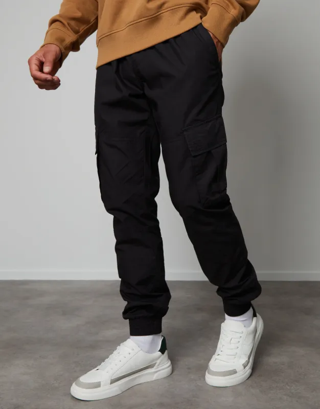 Black Elasticated Waist Cargo Trousers sold by Threadbare