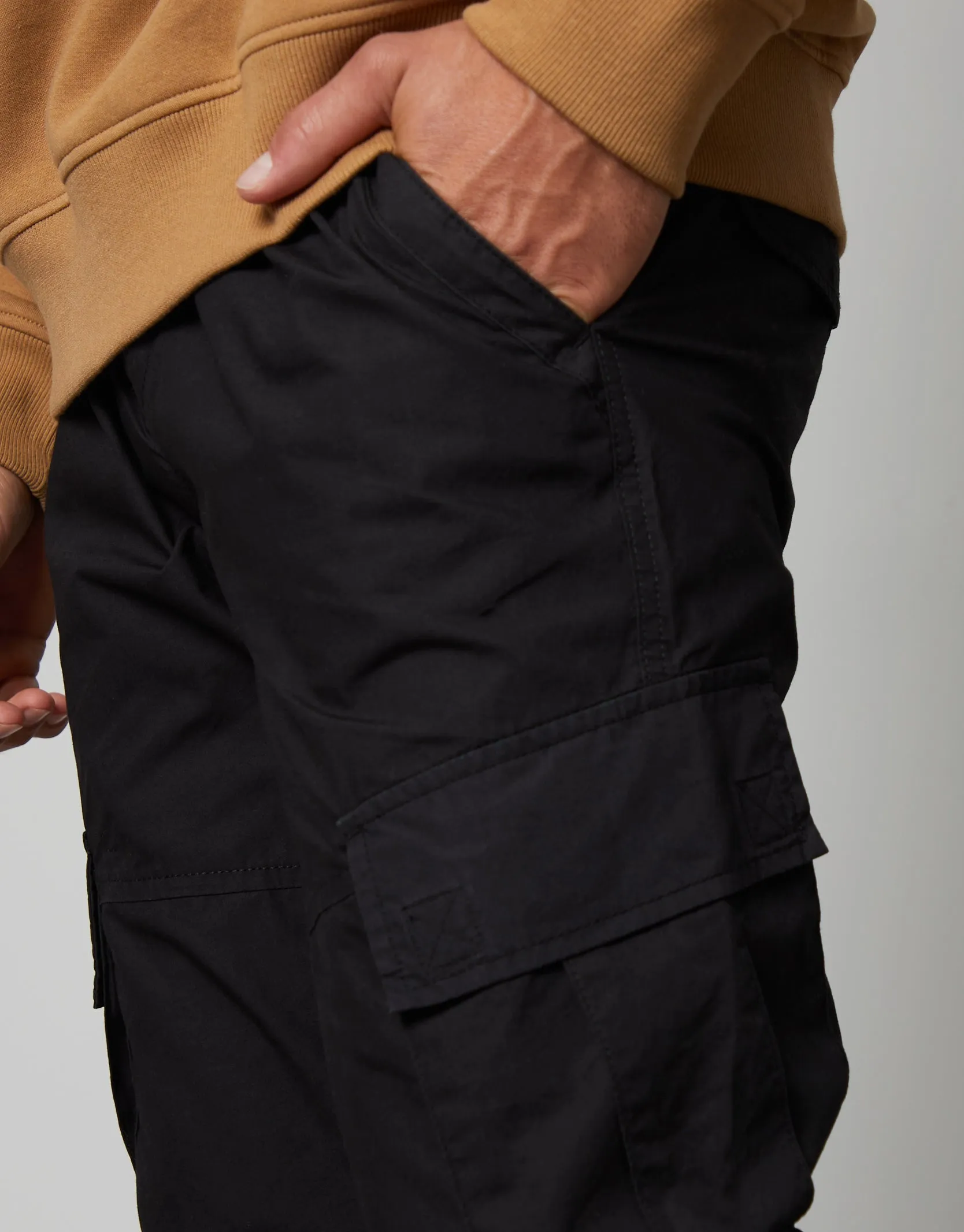 Black Elasticated Waist Cargo Trousers sold by Threadbare product image thumbnail 4