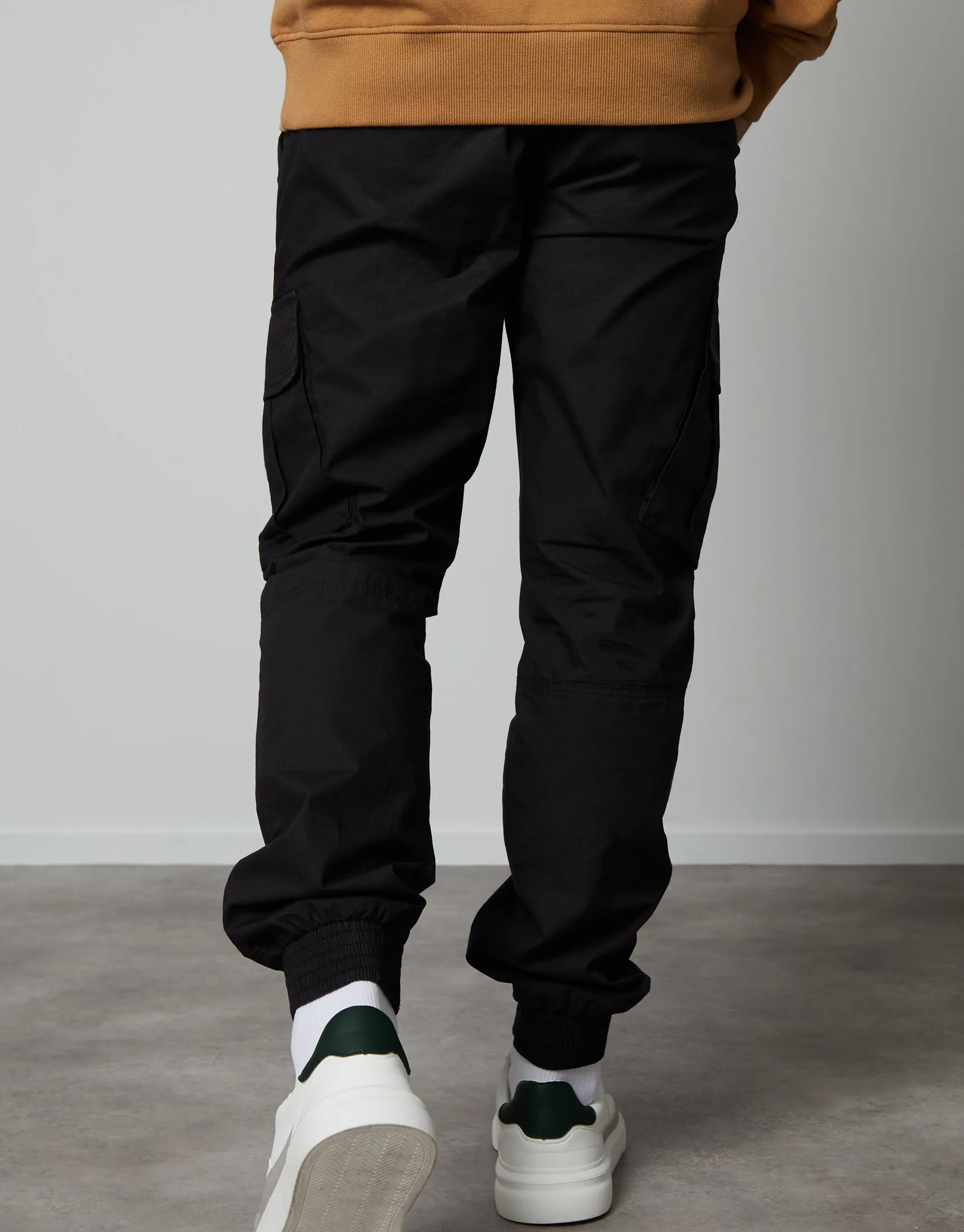 Black Elasticated Waist Cargo Trousers sold by Threadbare product image thumbnail 2