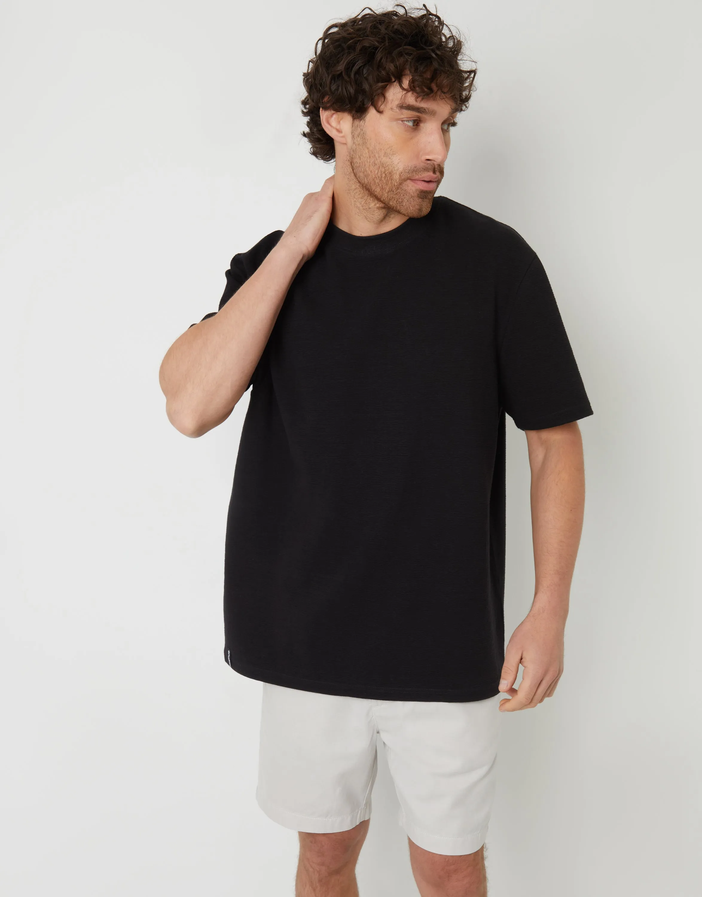 Men's Black Textured Relaxed Fit T-Shirt sold by Threadbare