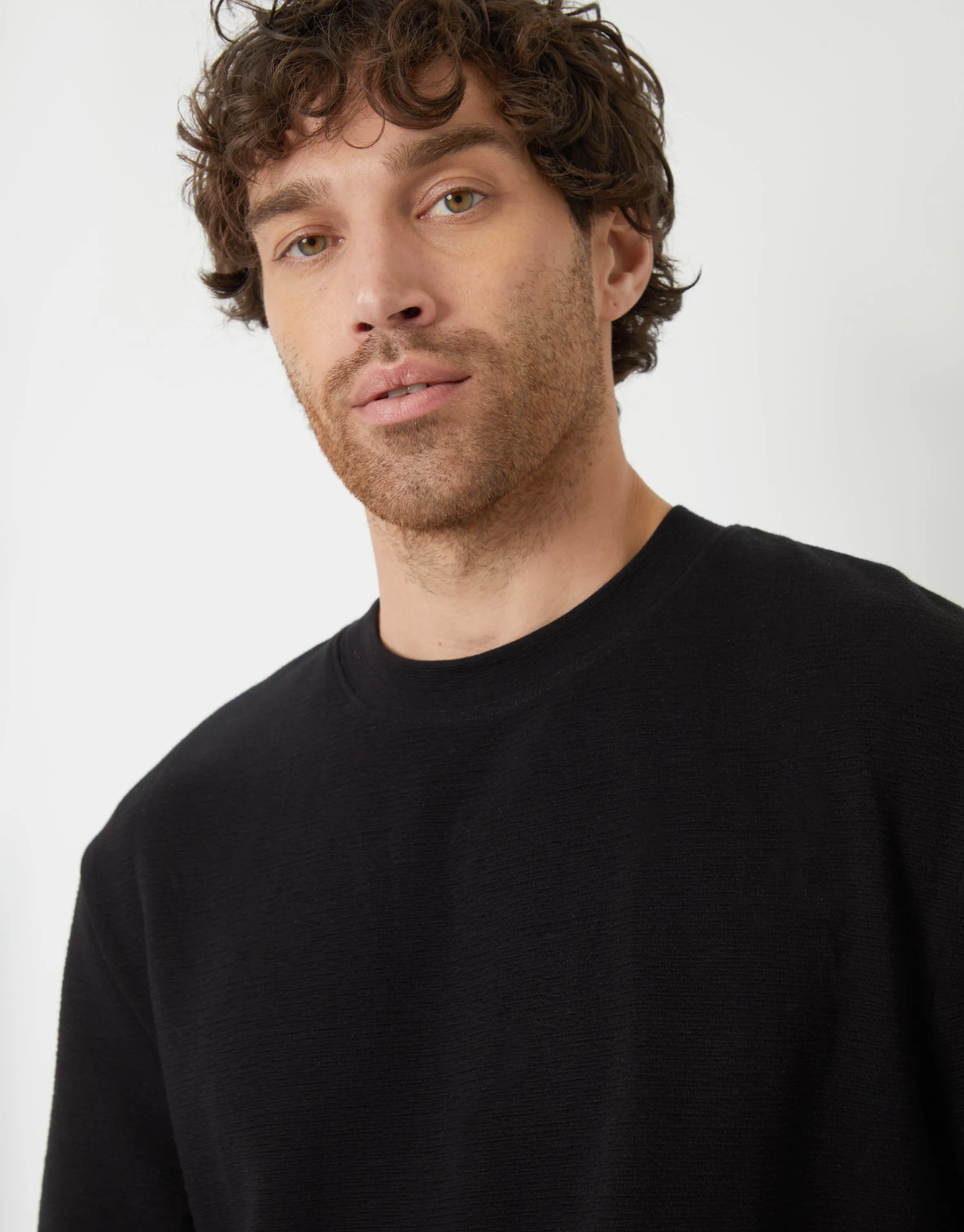 Men's Black Textured Relaxed Fit T-Shirt sold by Threadbare product image thumbnail 4