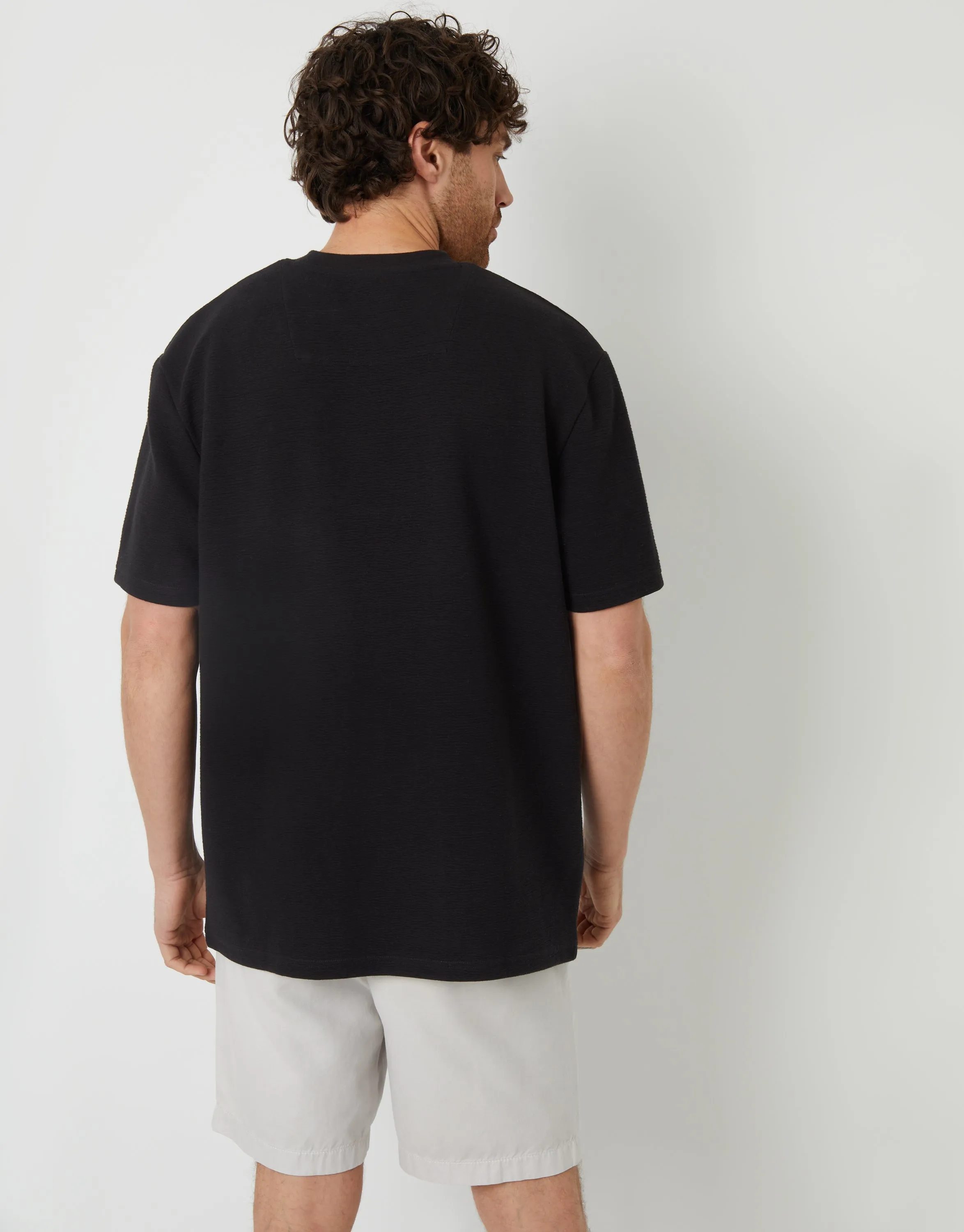 Men's Black Textured Relaxed Fit T-Shirt sold by Threadbare product image thumbnail 2