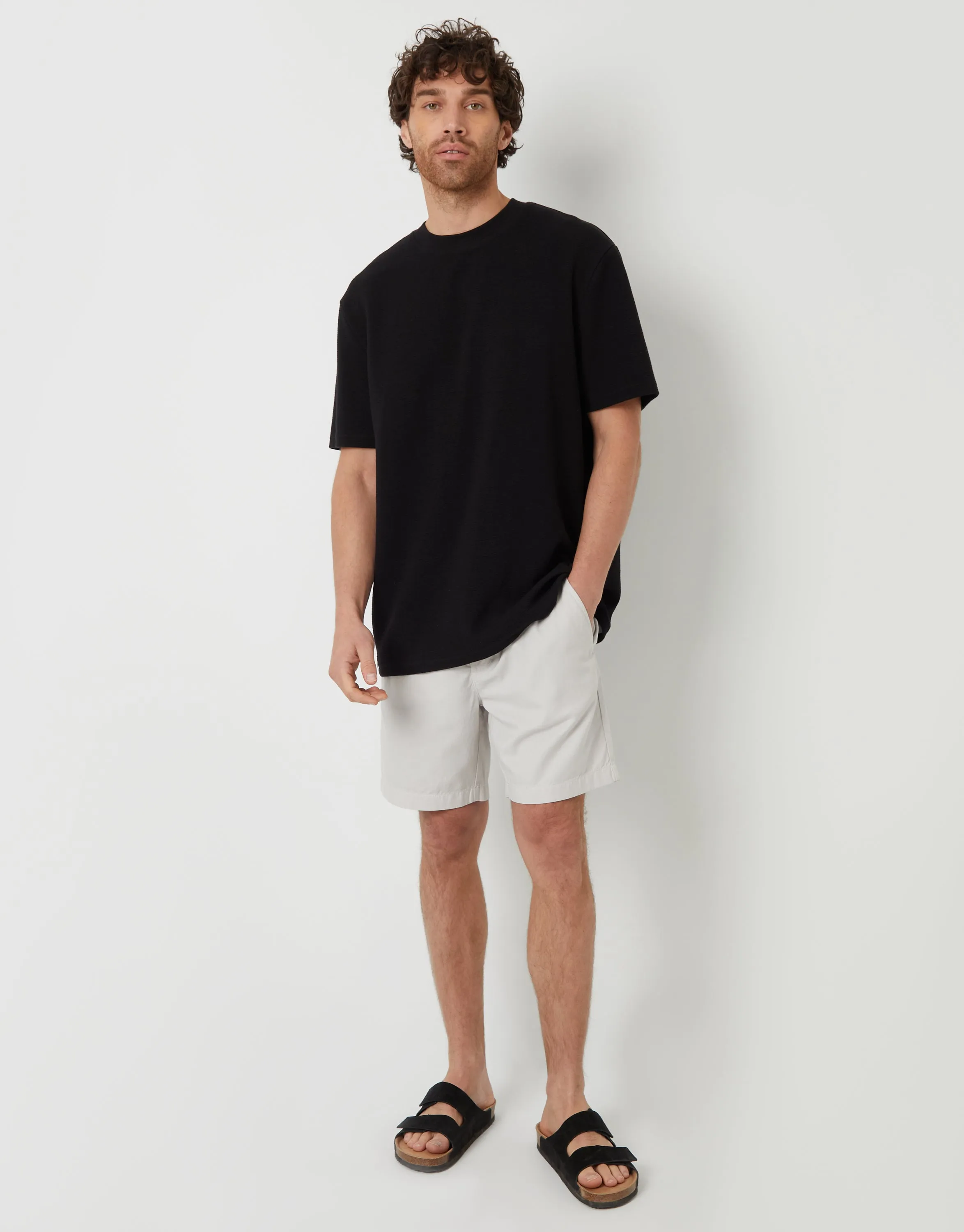 Men's Black Textured Relaxed Fit T-Shirt sold by Threadbare product image thumbnail 3