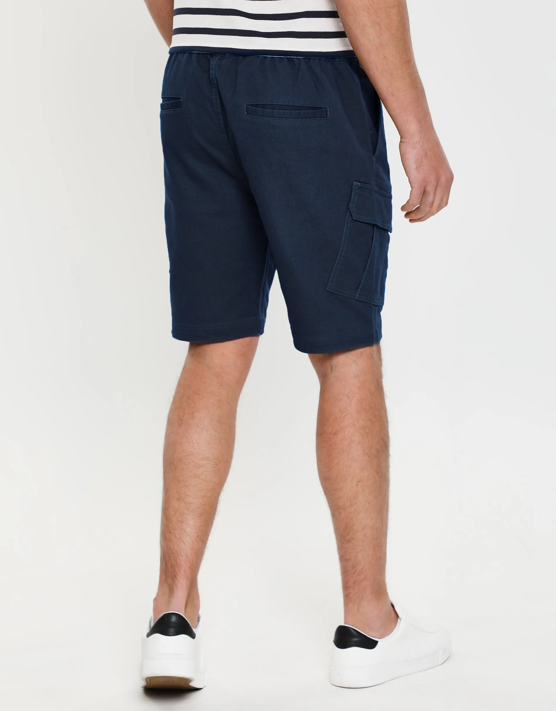 Men's Navy Stretch Cargo Shorts sold by Threadbare product image thumbnail 2
