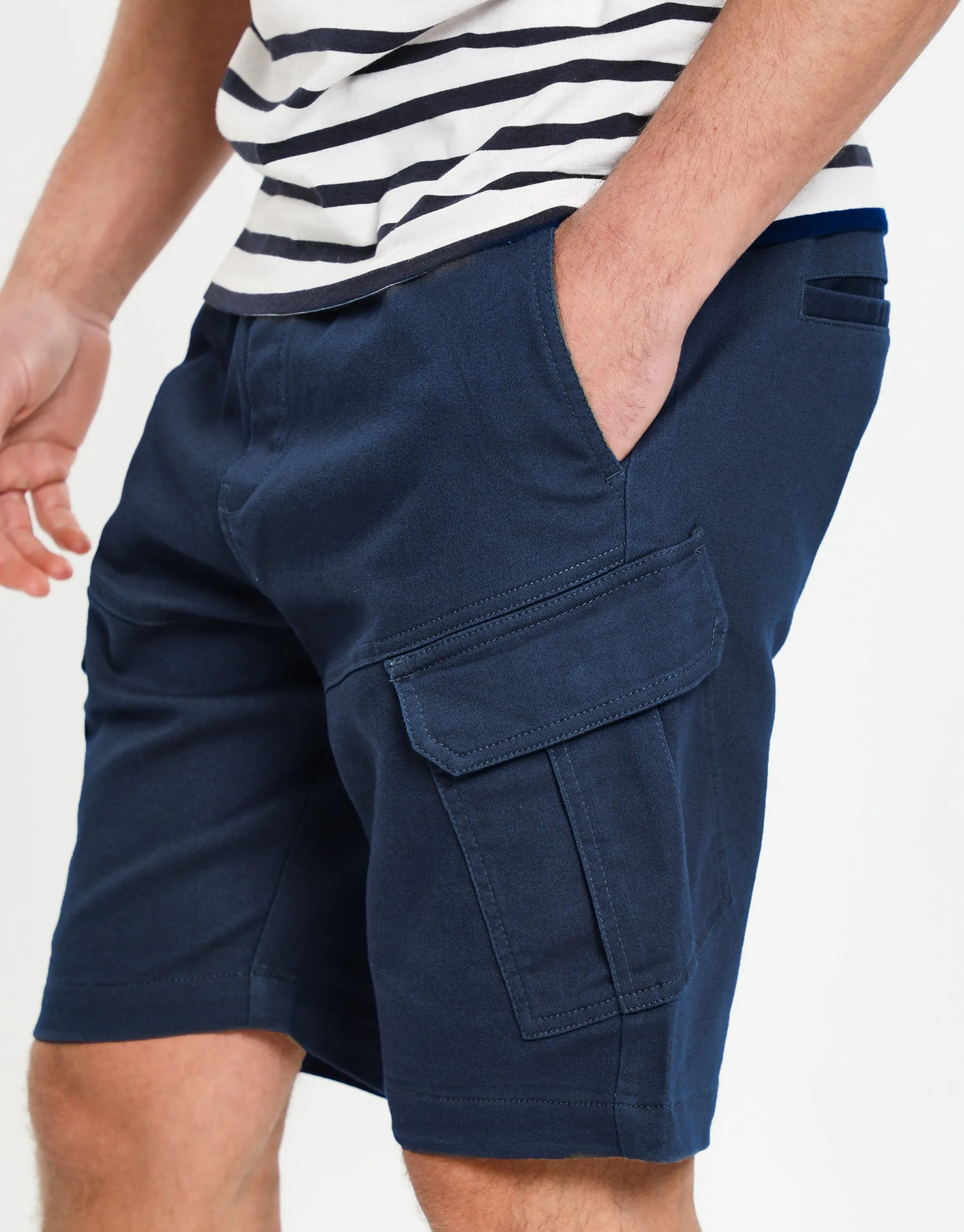 Men's Navy Stretch Cargo Shorts sold by Threadbare product image thumbnail 4
