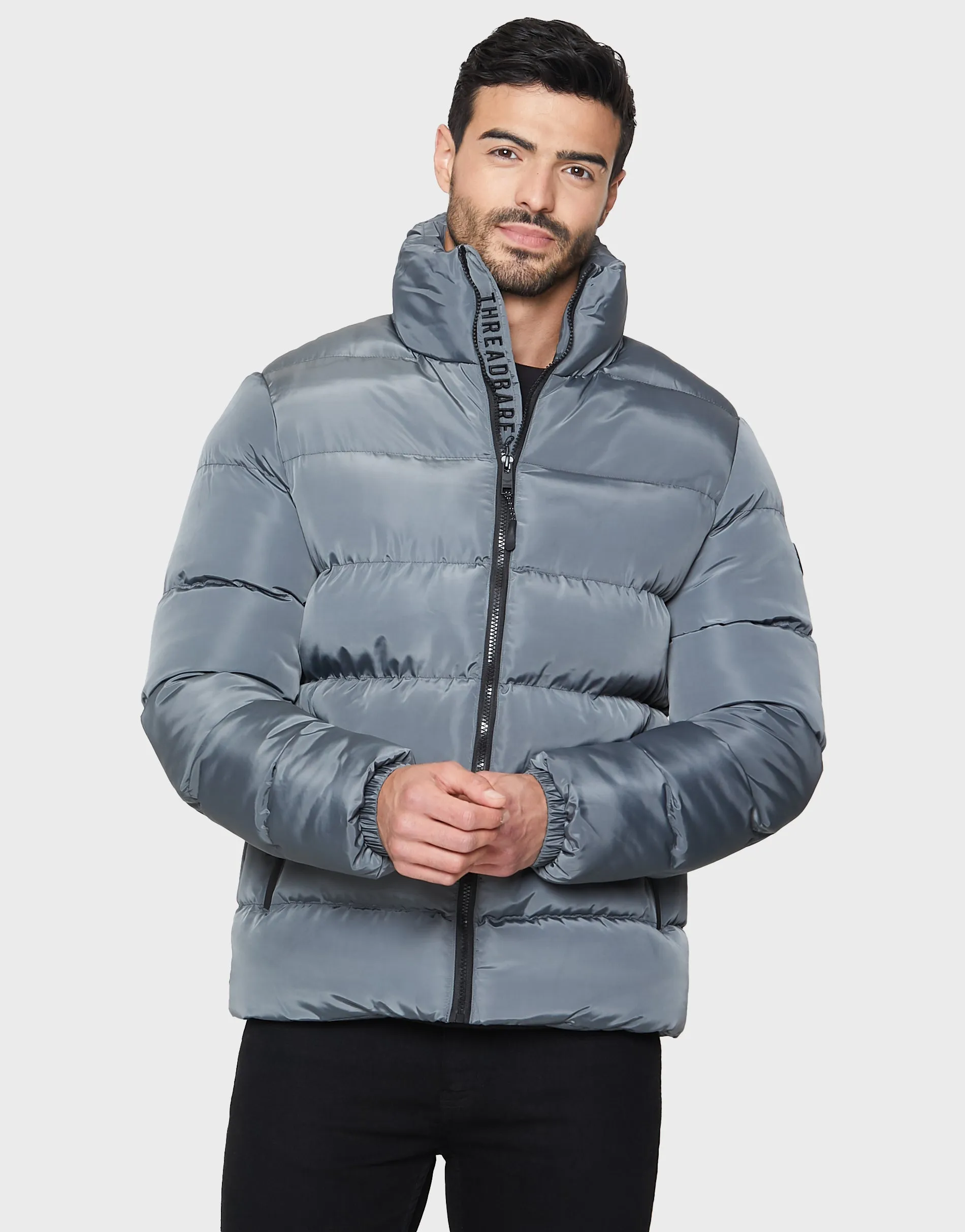 Men's Charcoal Padded Puffer Jacket sold by Threadbare