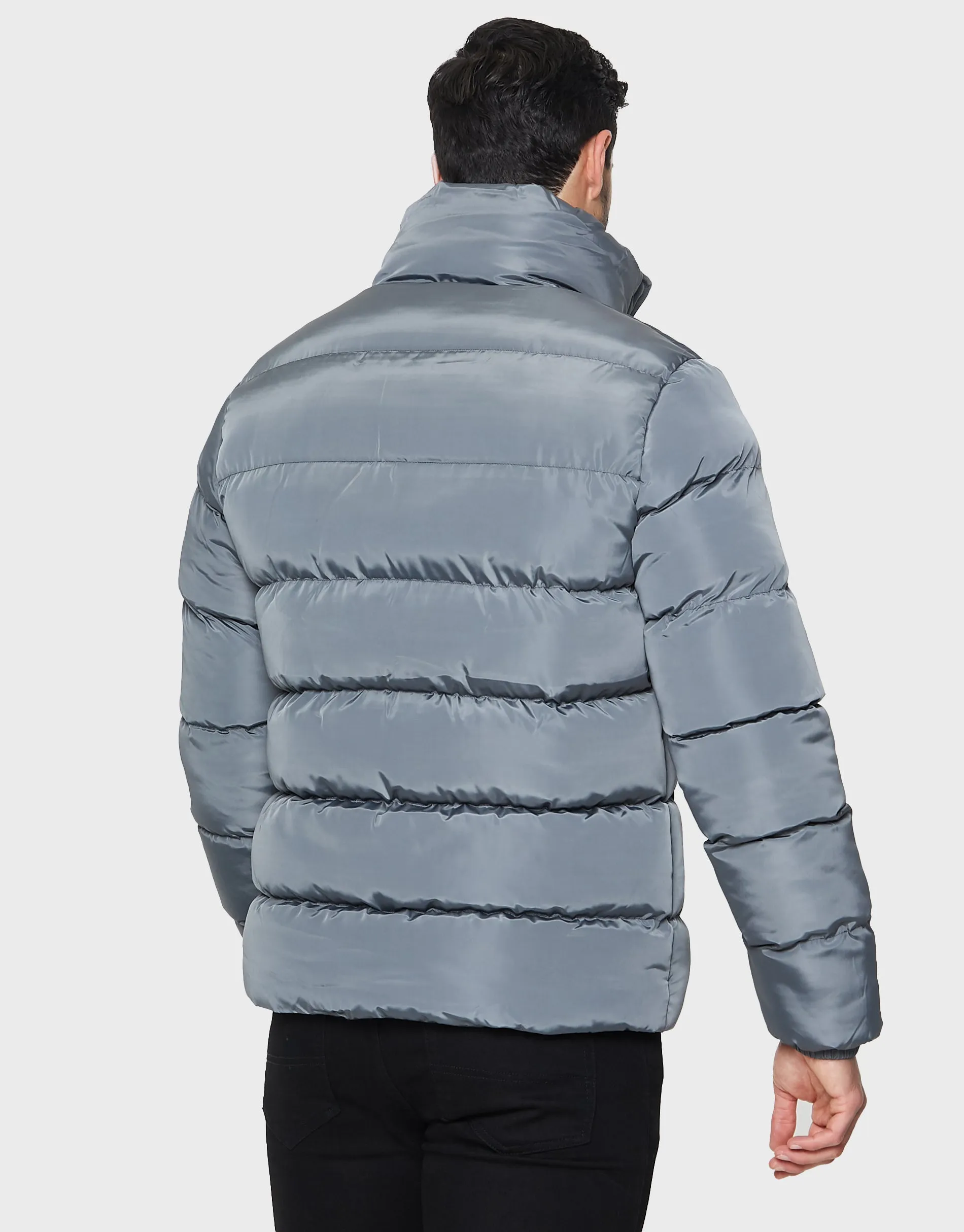 Men's Charcoal Padded Puffer Jacket sold by Threadbare product image thumbnail 2