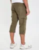 Men's Khaki 3/4 Length Linen Blend Cargo Trousers sold by Threadbare