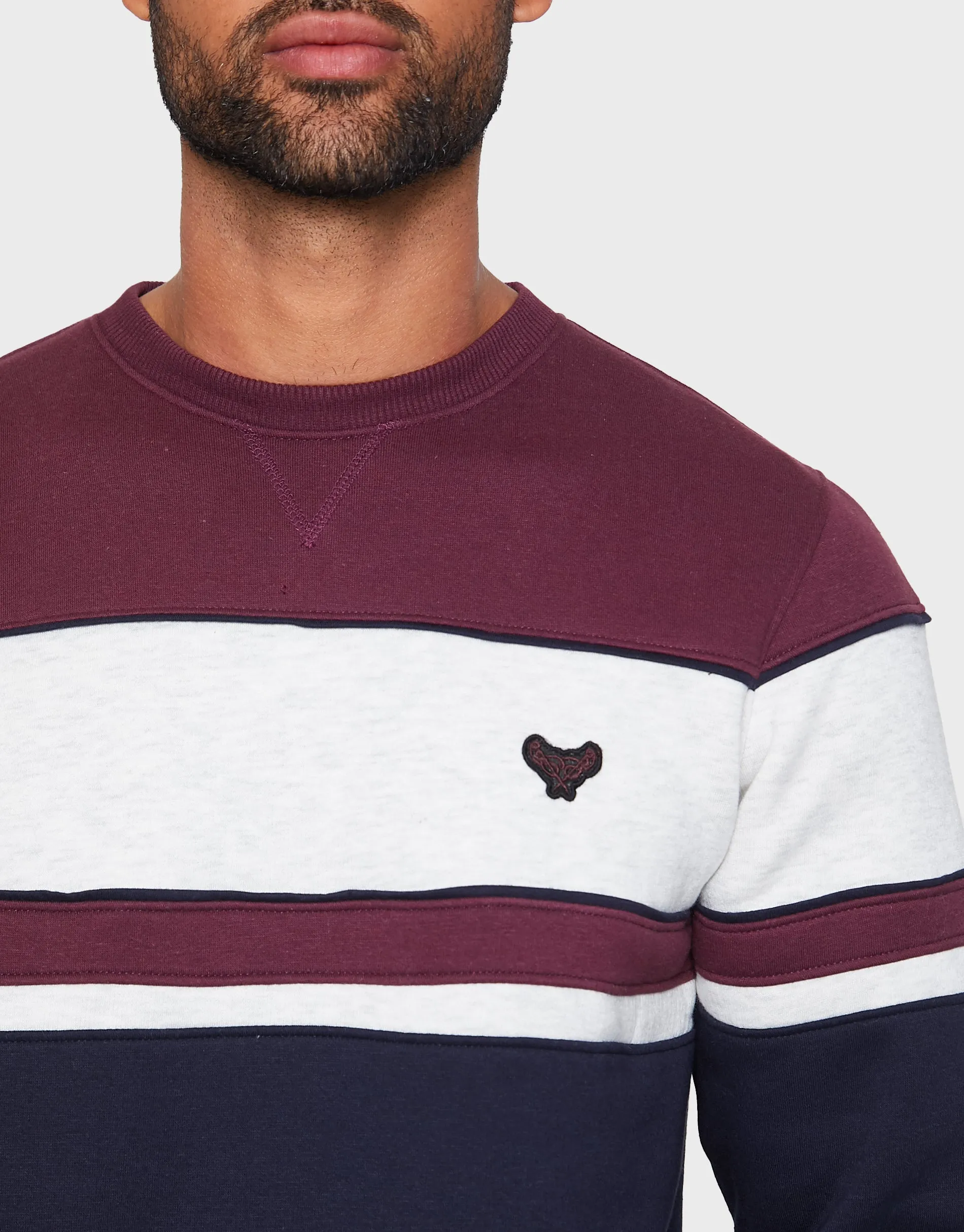 Men's Burgundy & Navy Colourblock Sweatshirt sold by Threadbare product image thumbnail 4