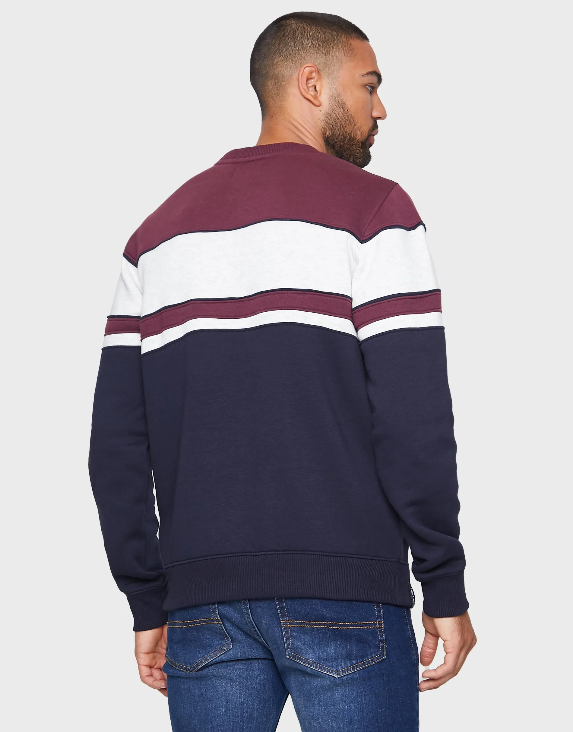 Men's Burgundy & Navy Colourblock Sweatshirt sold by Threadbare product image thumbnail 2